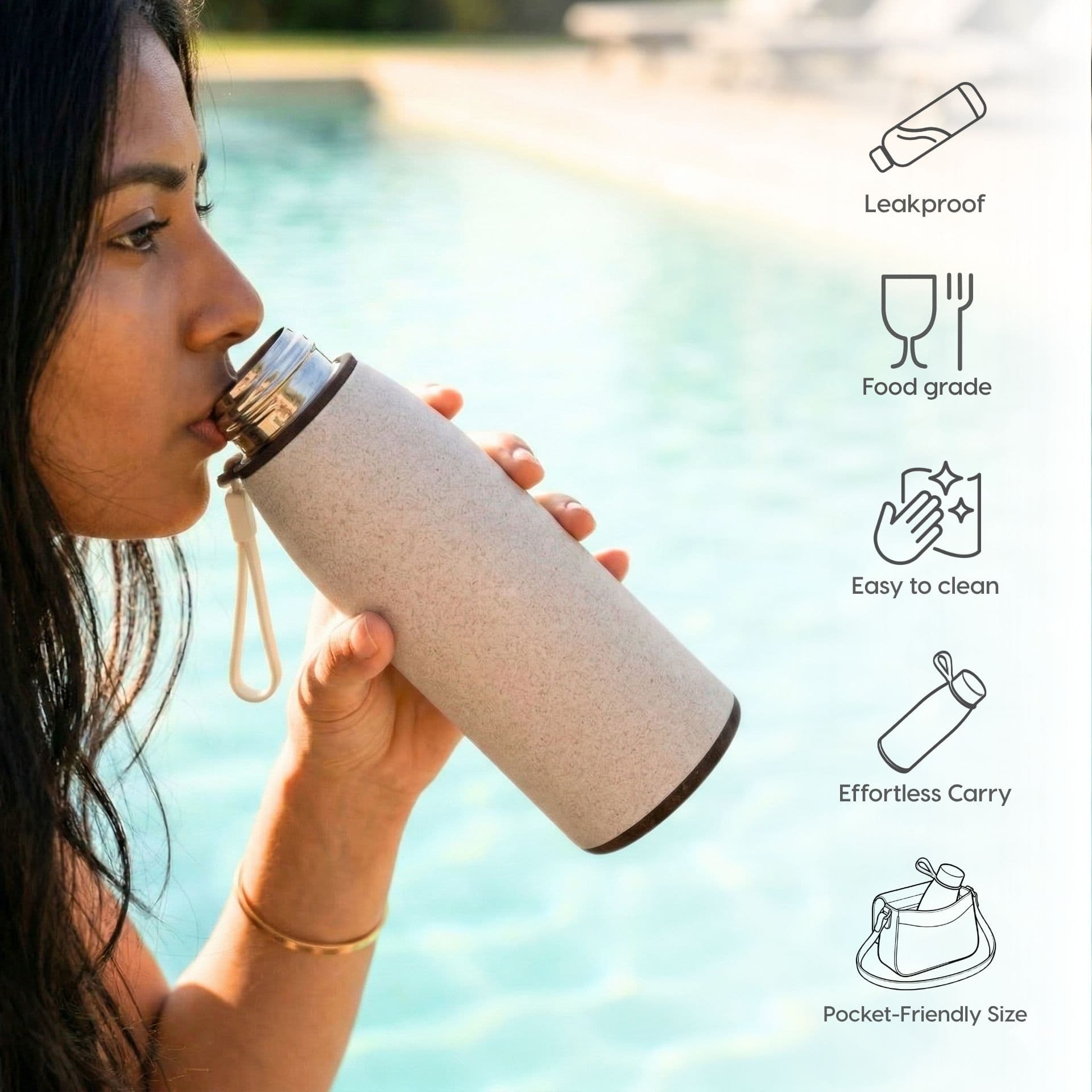 Motiva Water Bottle for Office with Stainless Steel Inner - Thumbnail 3