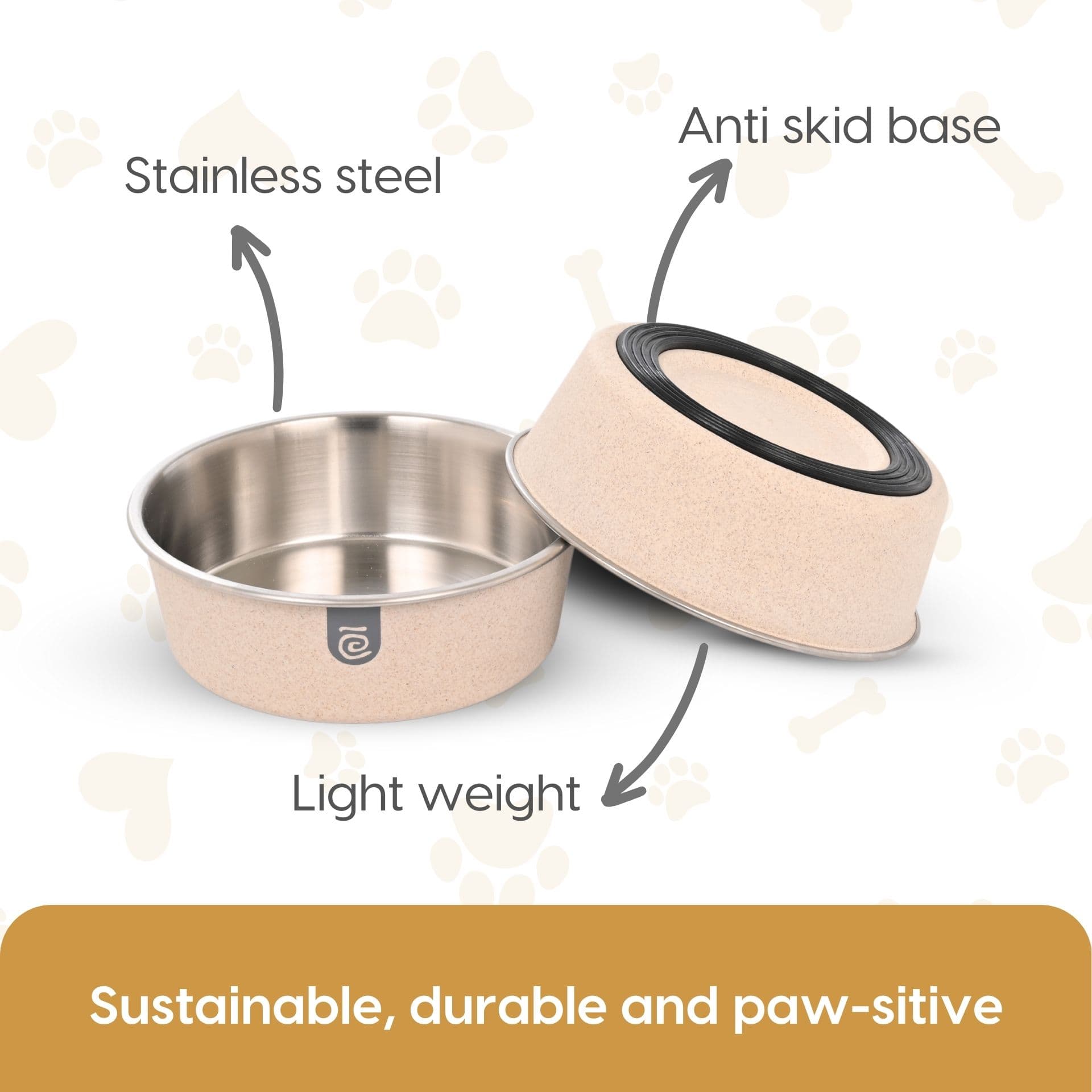 earth friendly bella pet bowls set of 2 steel bowl for dog - Thumbnail 3