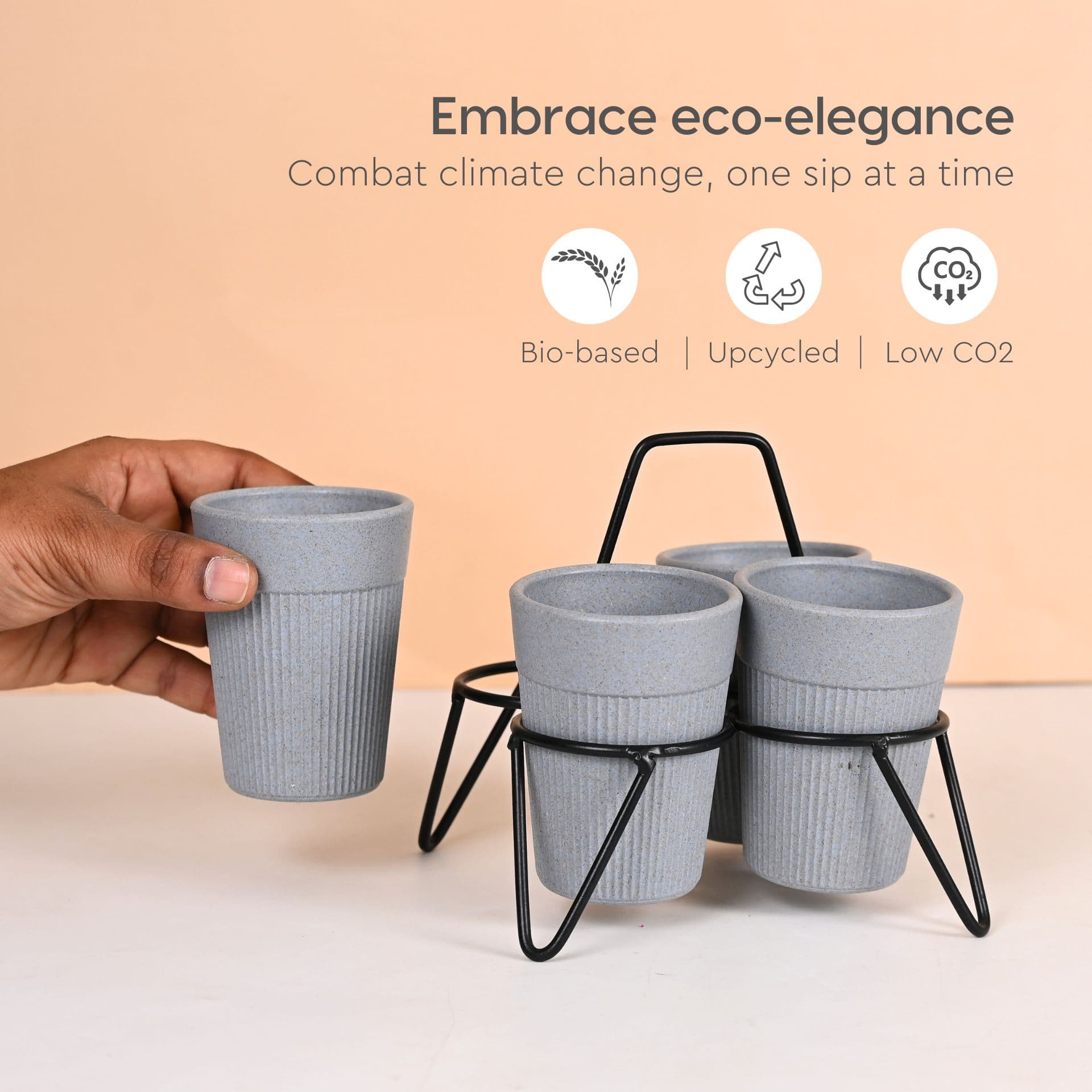 Statement Chai Cups With Stand 120 ml - Thumbnail 2