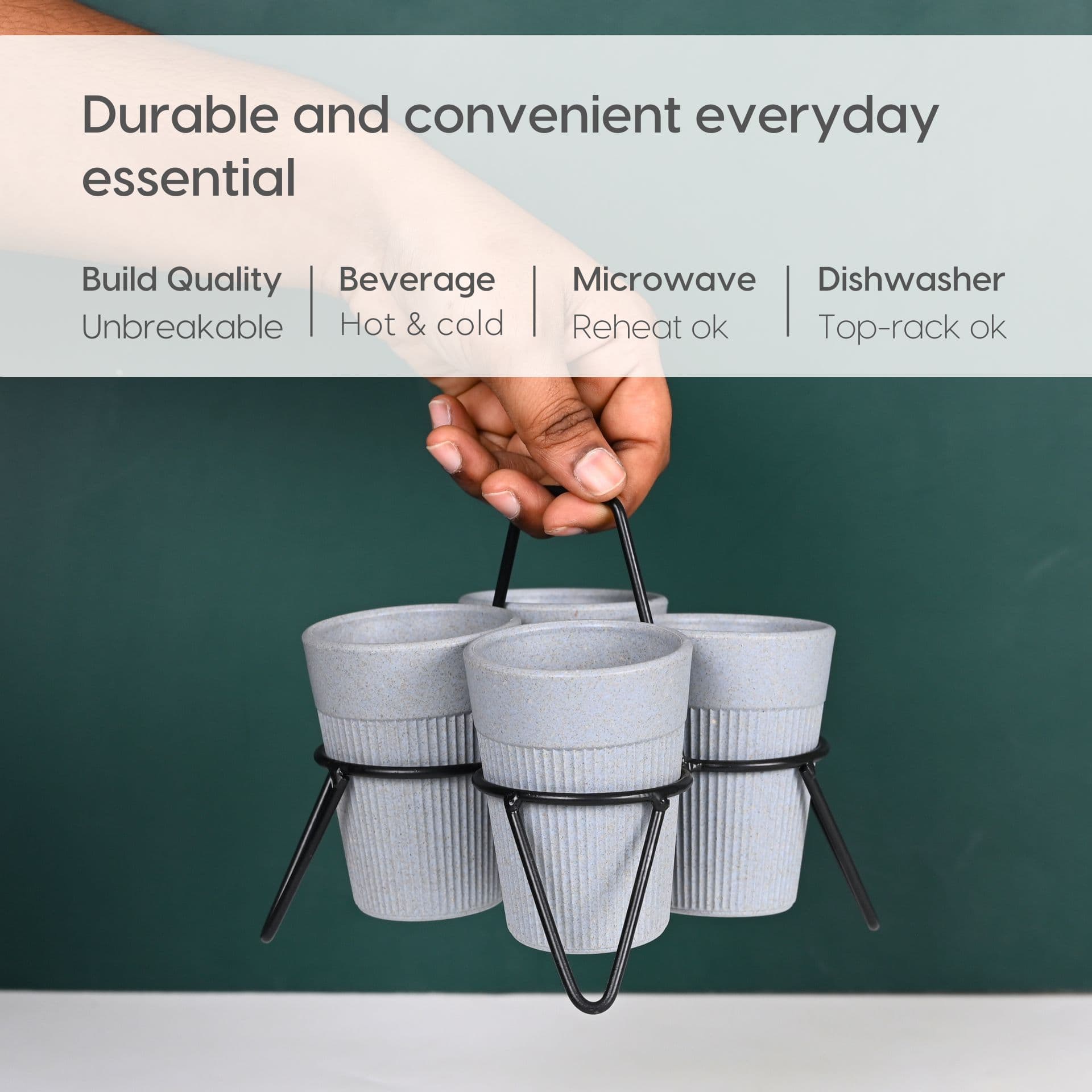 Statement Chai Cups With Stand 120 ml - Thumbnail 3