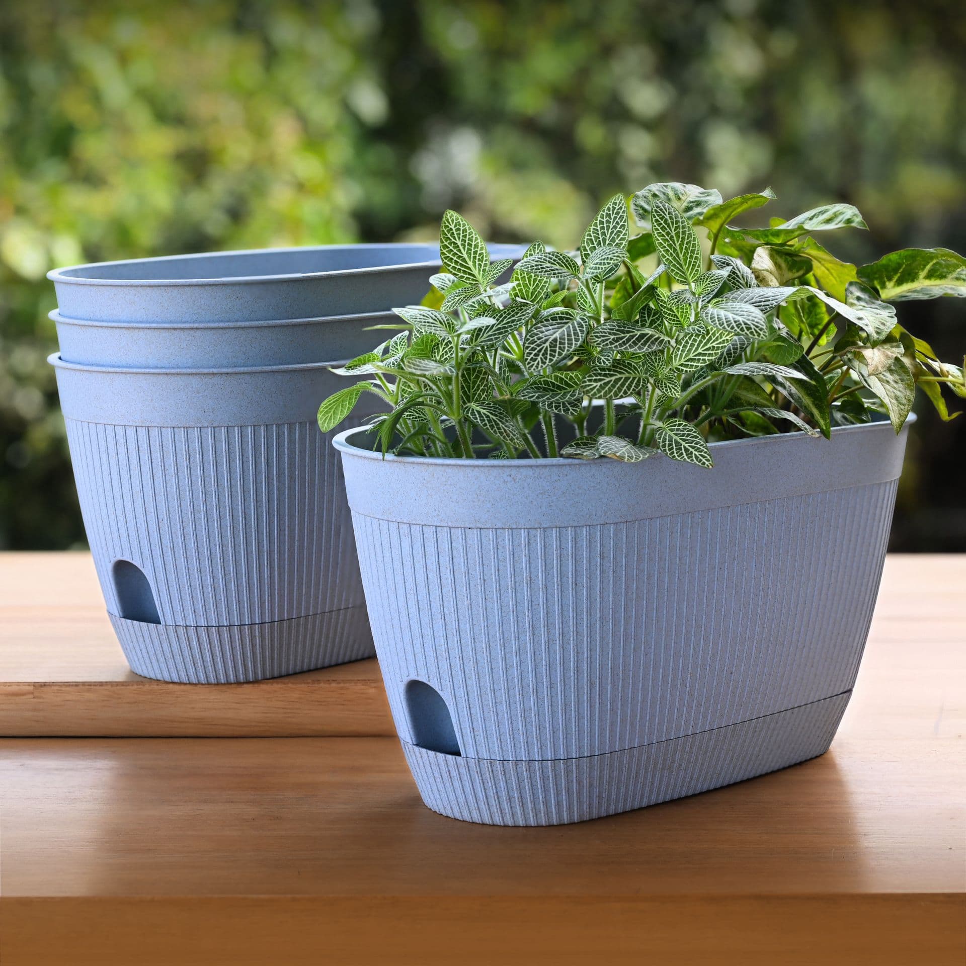 eva outdoor oval planters from bamboo fiber - Thulira sustainable product