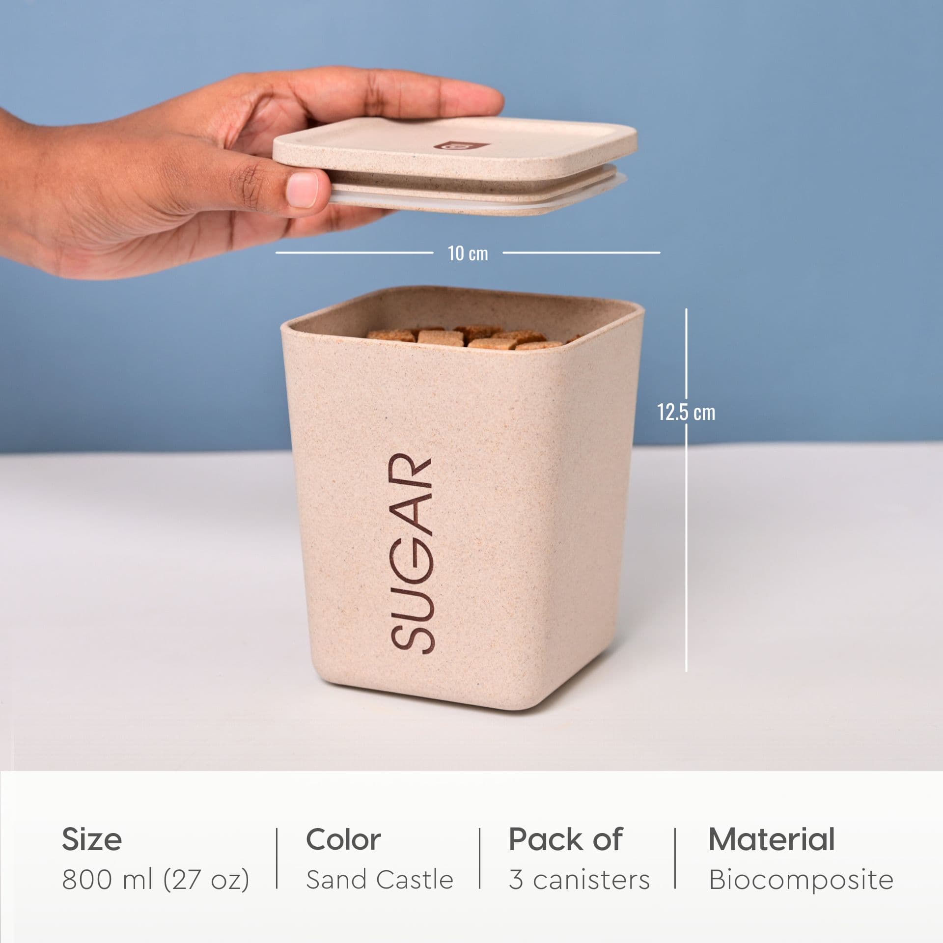 small canister for pantry storage made from biocomposites - Thumbnail 1