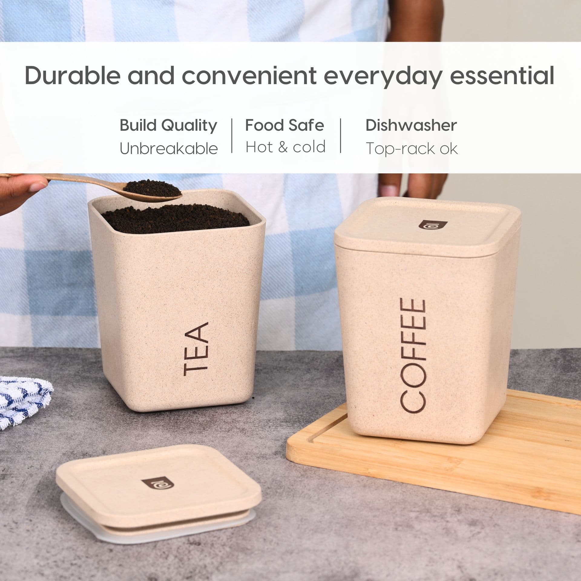 small canister for sugar made from rice husk - Thumbnail 3