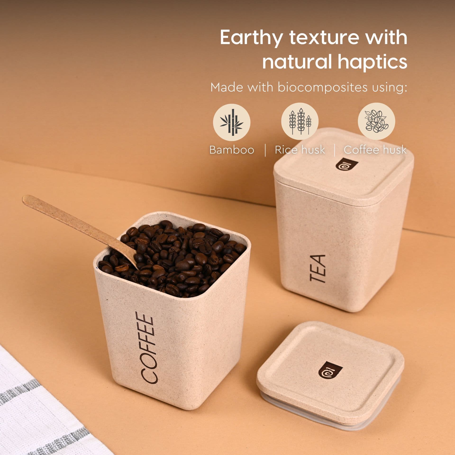 small canister for sugar made from rice husk - Thumbnail 4