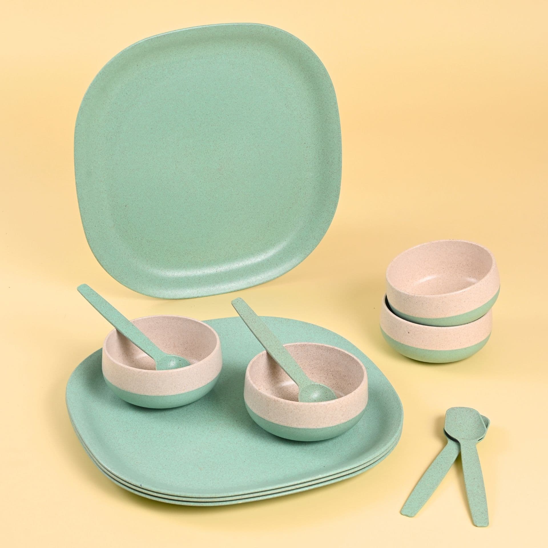 11 Inch Dinner Plate and Soup Bowl ( 250 ml ) with Spoon - Thulira sustainable product
