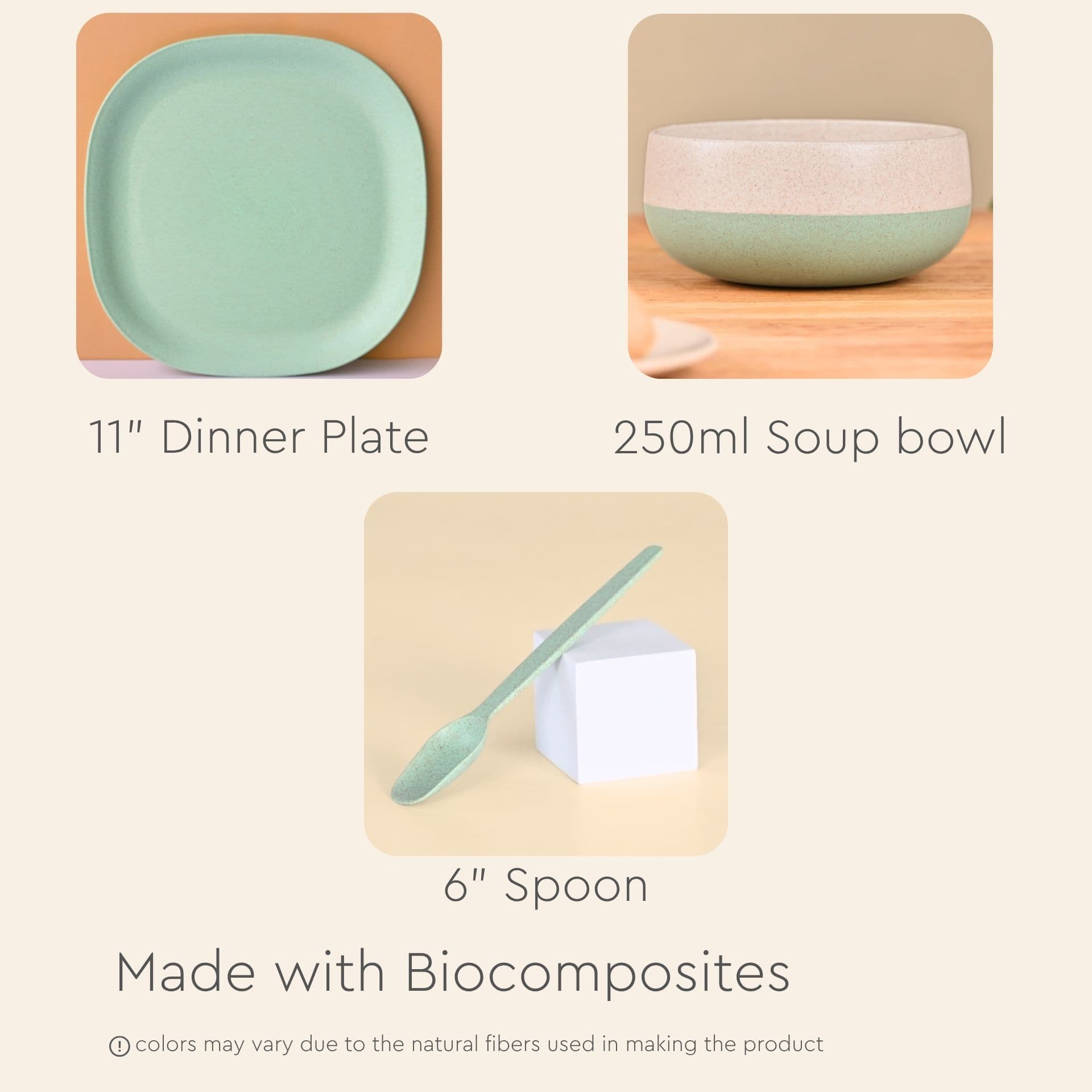 11 Inch Dinner Plate and Soup Bowl ( 250 ml ) with Spoon - Thumbnail 1