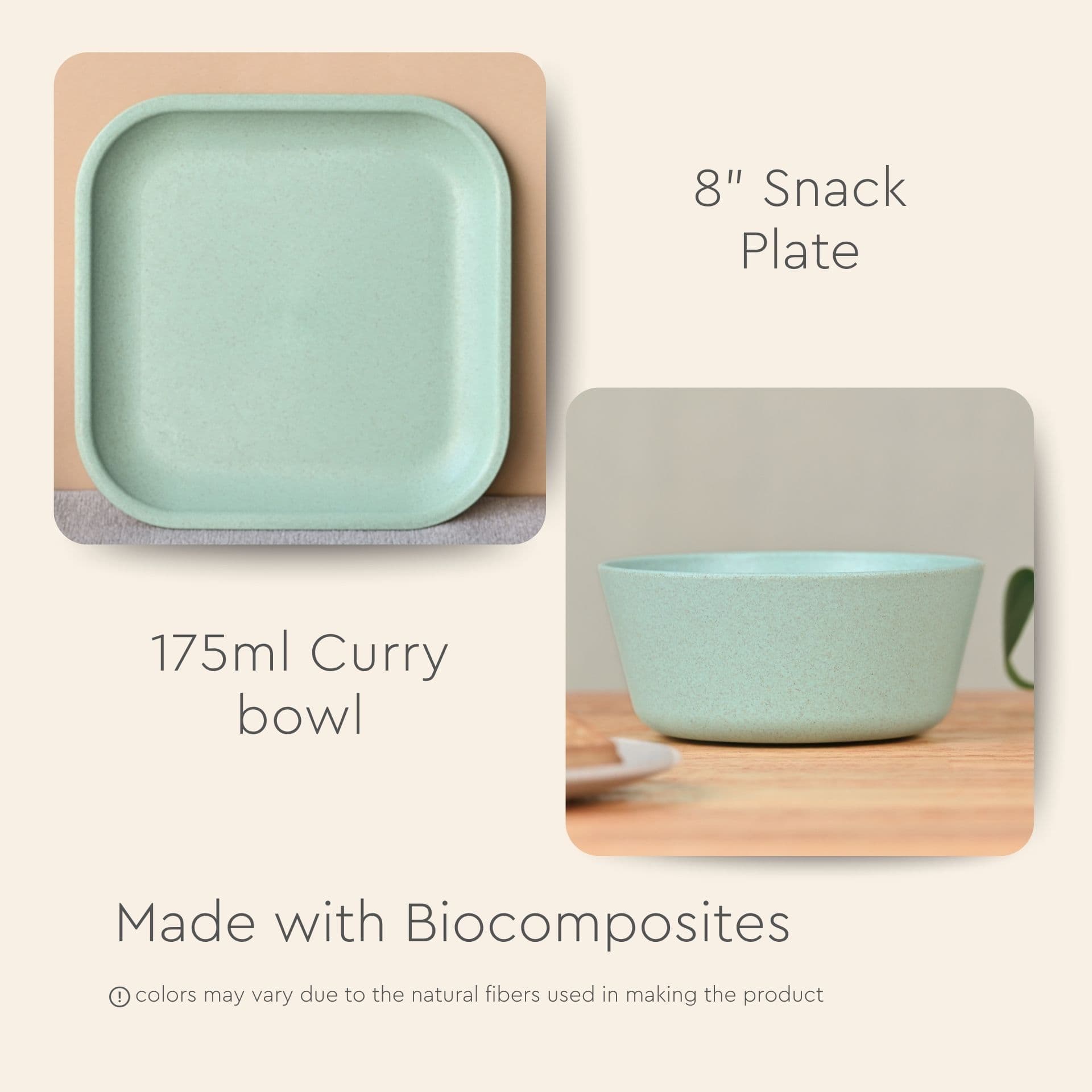 8 inch Small Snack Serving Plates and Curry bowl (175ml) - Thumbnail 1