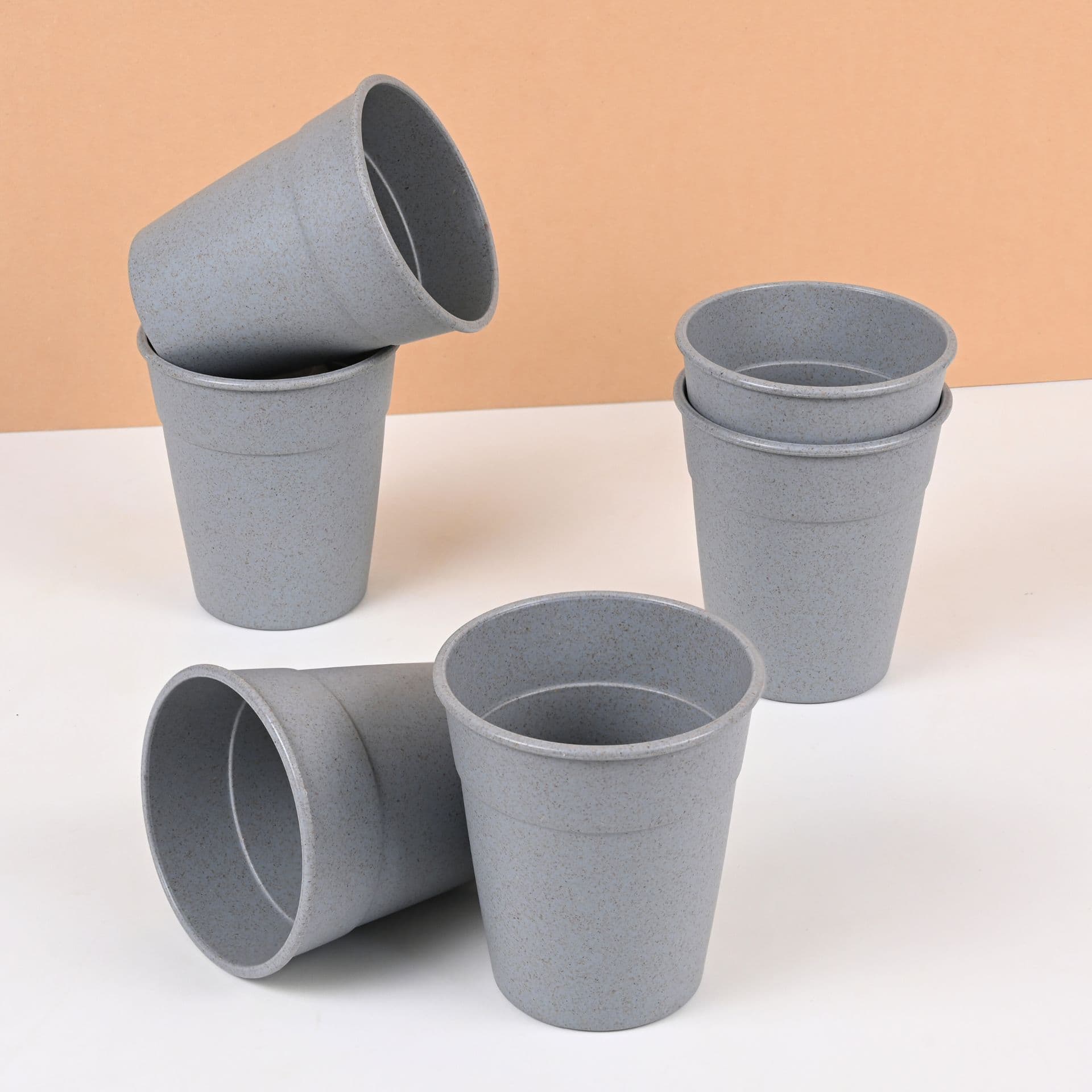 earth friendly eco nova drinking glass set of 6 350 ml for water and juice tumblers made with rice husk bamboo fibers microwave safe coffee cup for hot cold - View 1