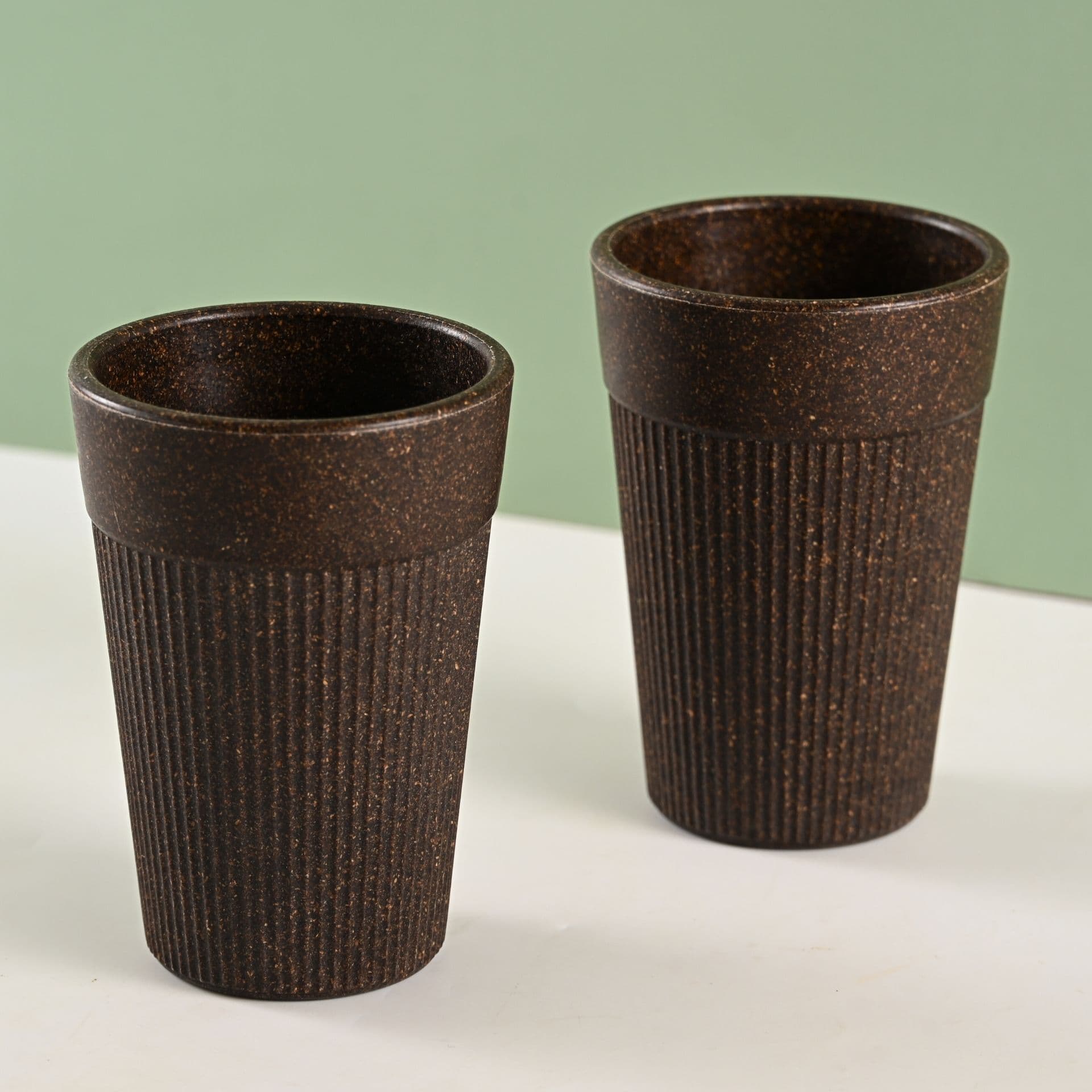 earth friendly unbreakable lassi tumbler drinking glass set of 2 350 ml for water and juice tumblers made with rice husk bamboo fibers microwave safe for hot cold - View 1