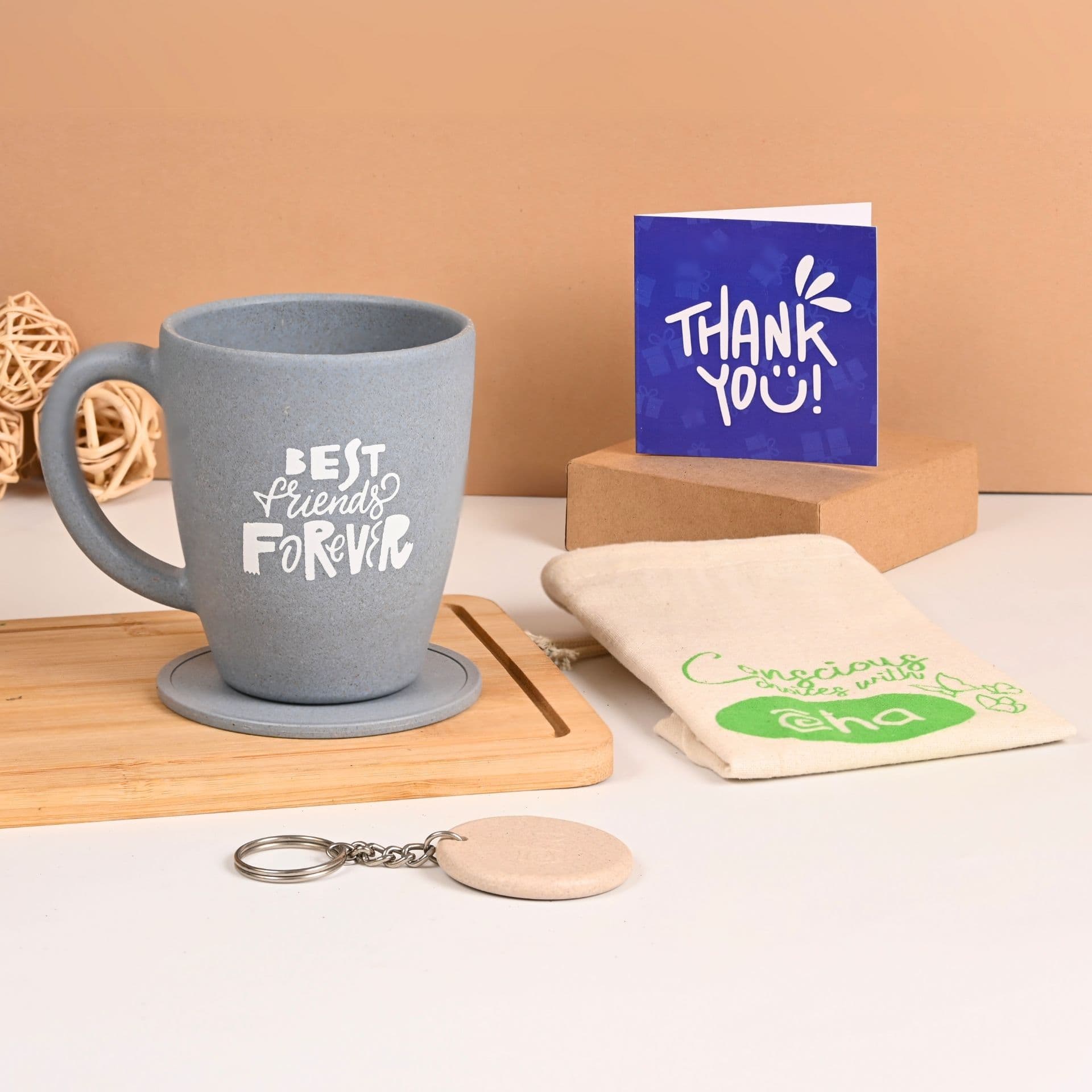 earth friendly best friends printed mug set of 1 300 ml best friend gifts birthday gift for friend coffee mug made with rice husk 2 - View 1