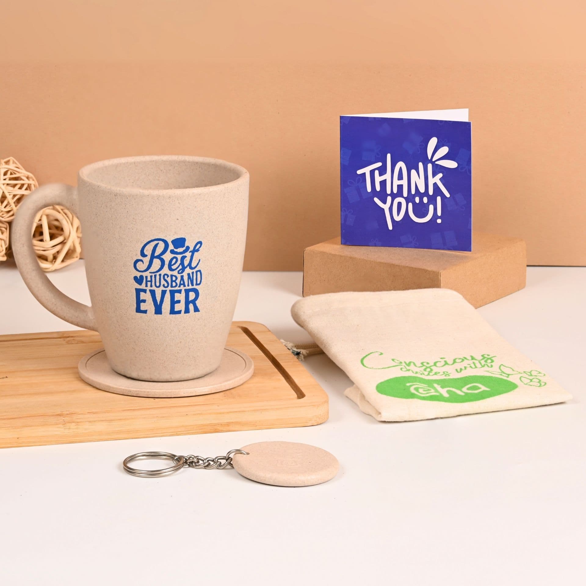 earth friendly best husband printed mug set of 1 300 ml gifts for husband birthday gift for men gift items coffee mug made with rice husk - View 1