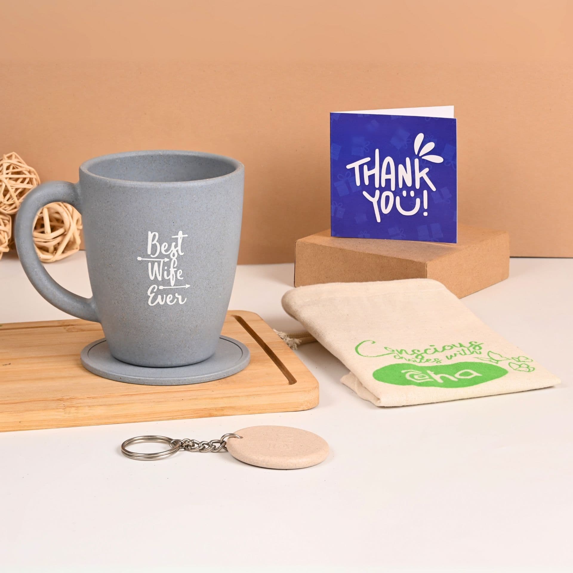 earth friendly best wife printed mug set of 1 300 ml couple gifts wedding gift for wife birthday gift for wife coffee mug made with rice husk 2 - View 1