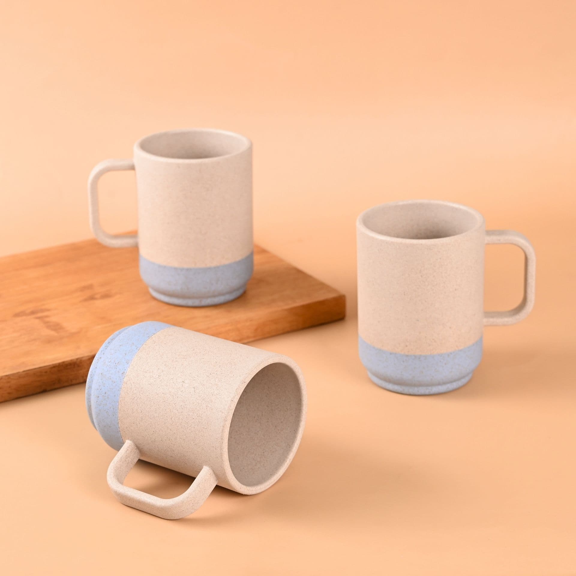 earth friendly dual java coffee mug coffee mugs set of 3 375ml mugs for gift made with rice husk biocomposite microwave safe mugs for coffee reheat only - View 1