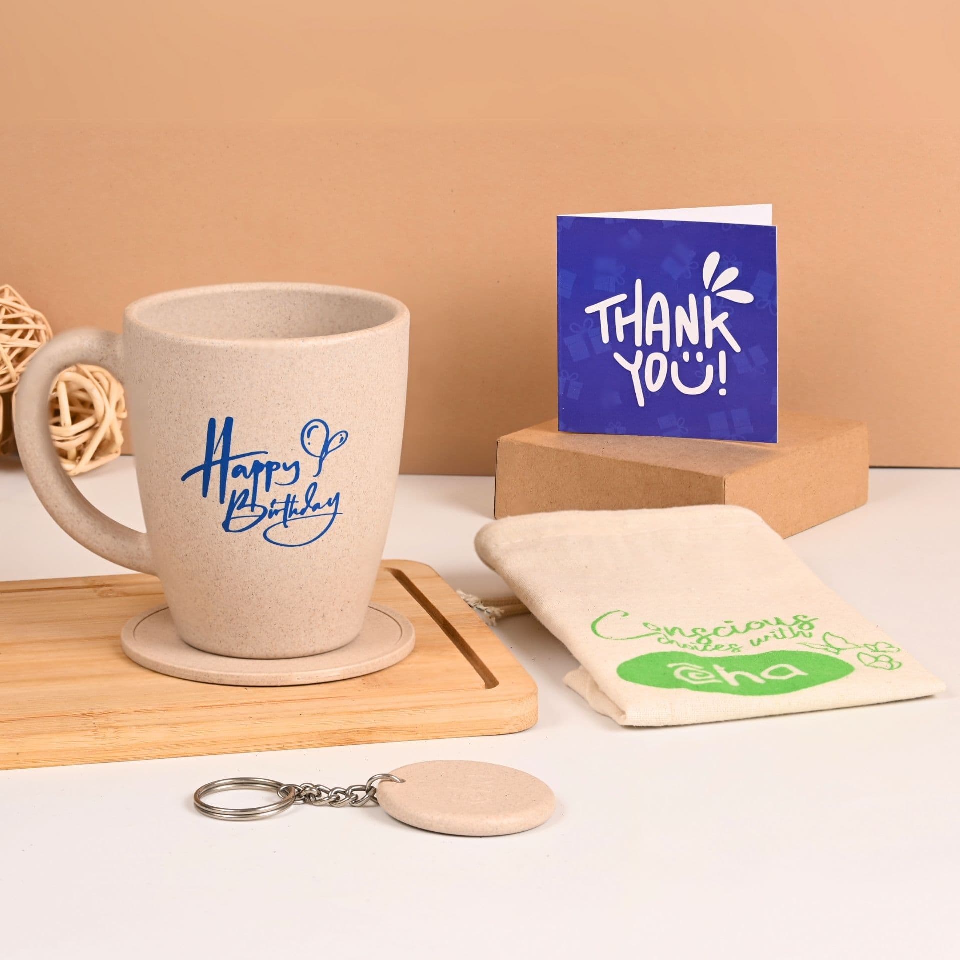 earth friendly happy birthday printed mug set of 1 300 ml birthday gift for friend mugs for gift coffee mug made with rice husk - View 1