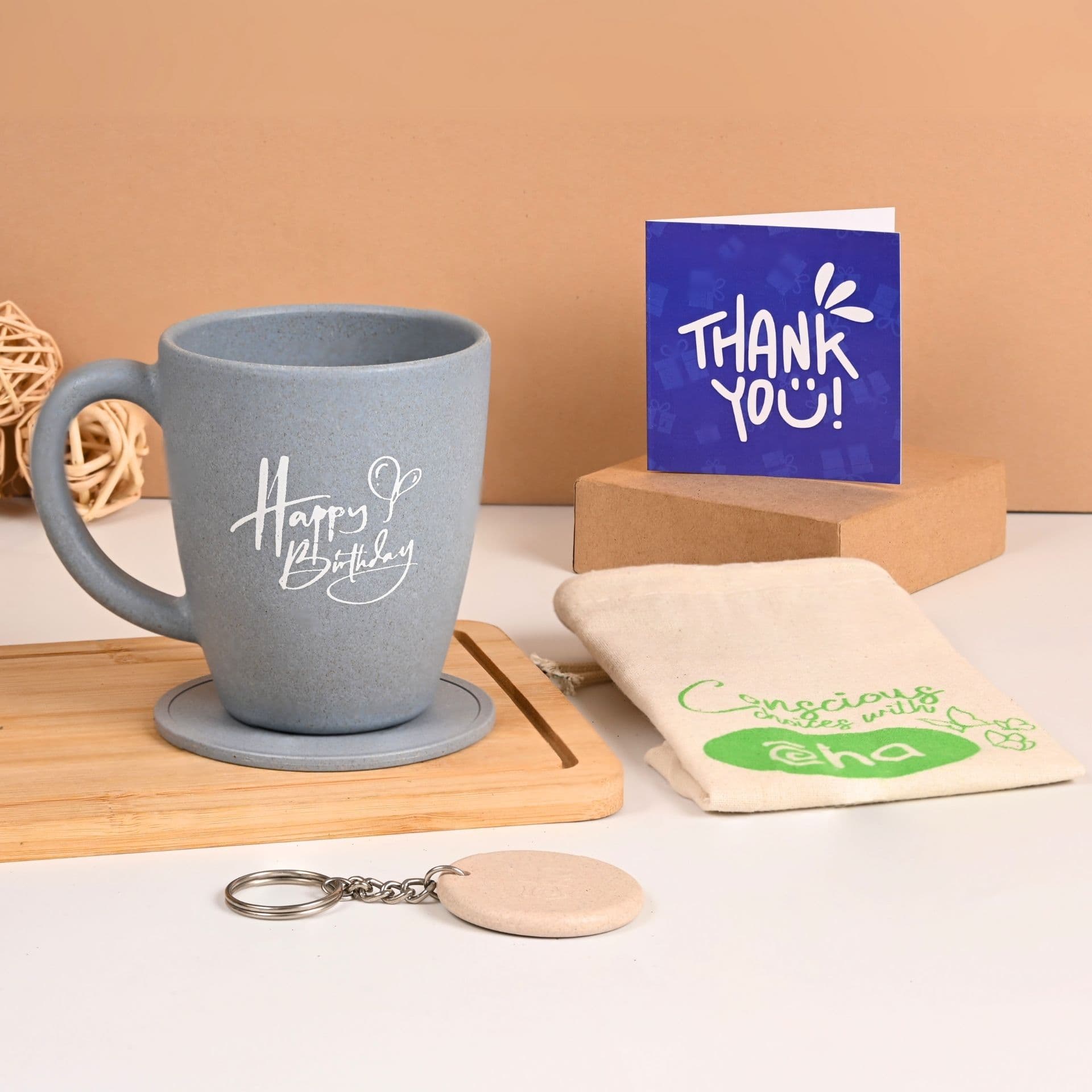 earth friendly happy birthday printed mug set of 1 300 ml birthday gift for friend mugs for gift coffee mug made with rice husk 2 - View 1