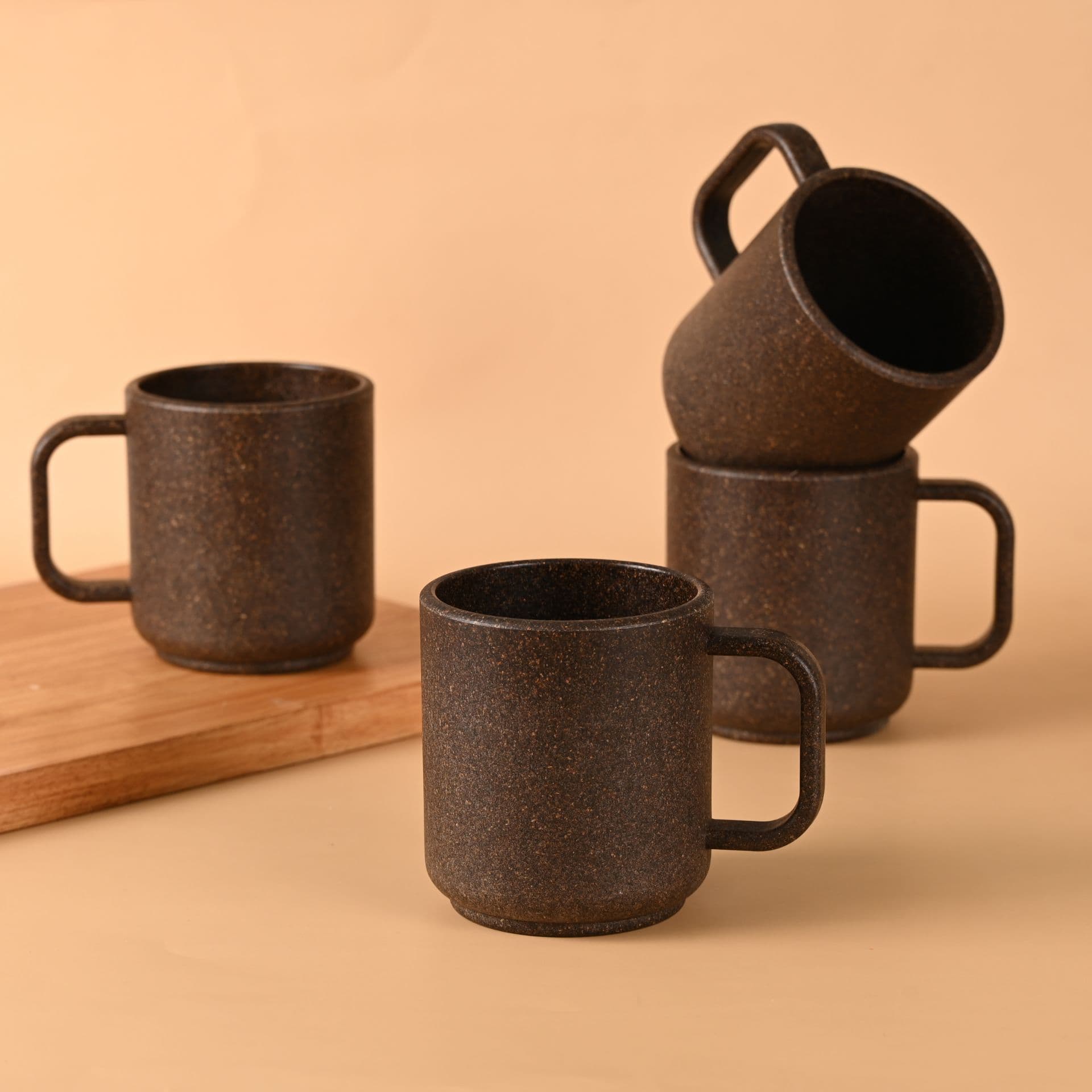 earth friendly java coffee mug set of 4 350ml mugs for gift made with rice husk biocomposite coffee mugs microwave safe mugs for coffee reheat only coffee cups and mugs - View 1