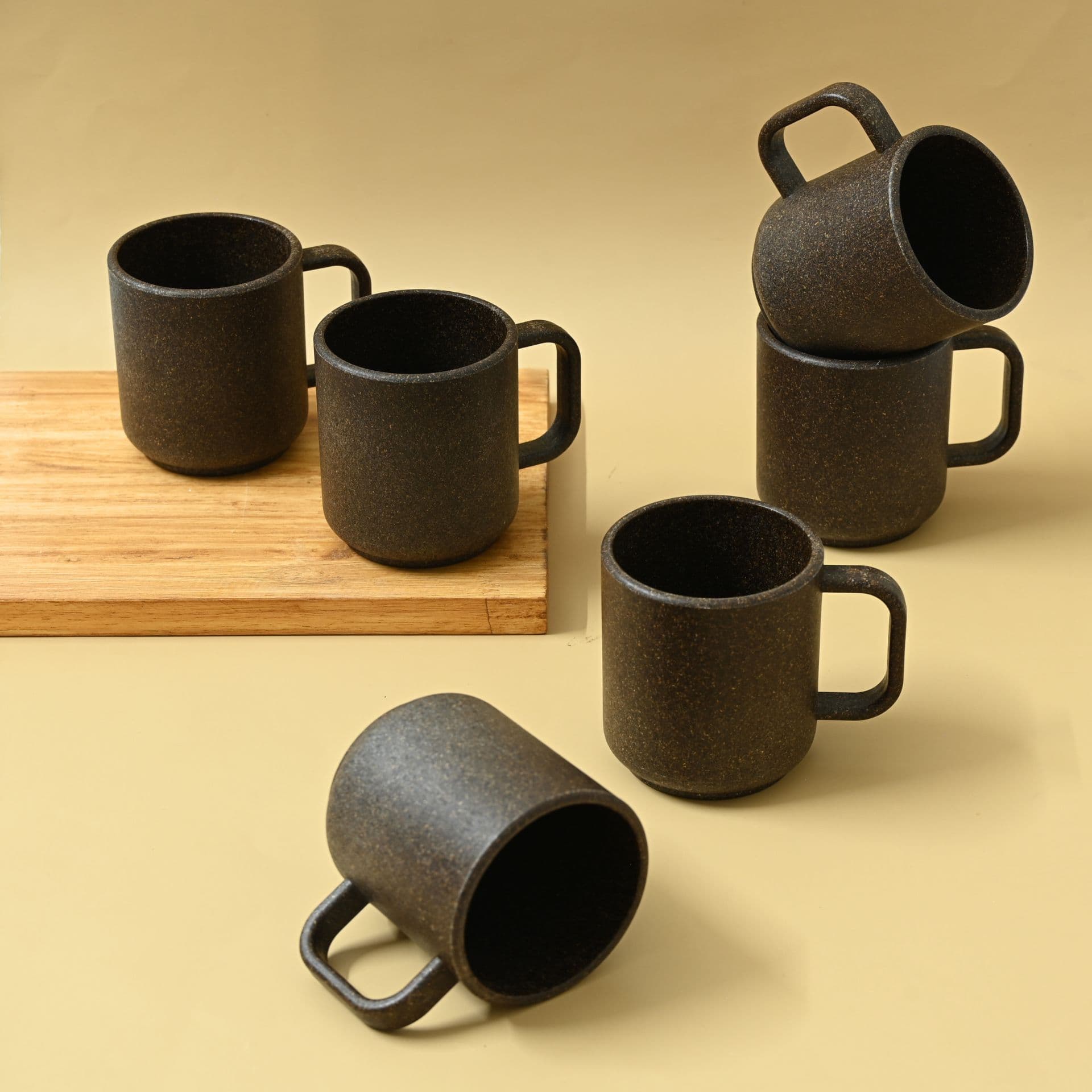 earth friendly java coffee mug set of 6 350ml mugs for gift made with rice husk biocomposite coffee mugs microwave safe mugs for coffee reheat only coffee cups and mugs - View 1