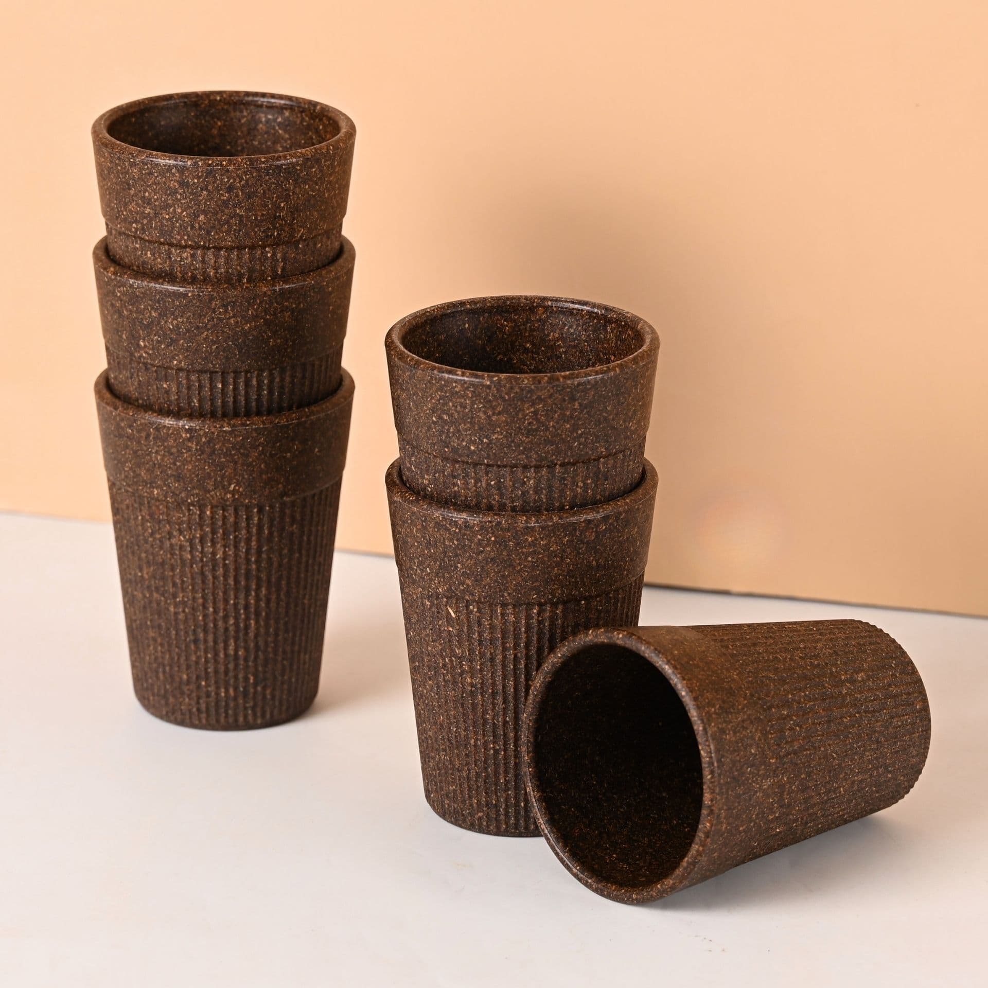 earth friendly statement chai cups set of 6 120 ml coffee cup made with rice husk bamboo fibers microwave safe tea set hot cold coffee mug milk tea cup set - View 1