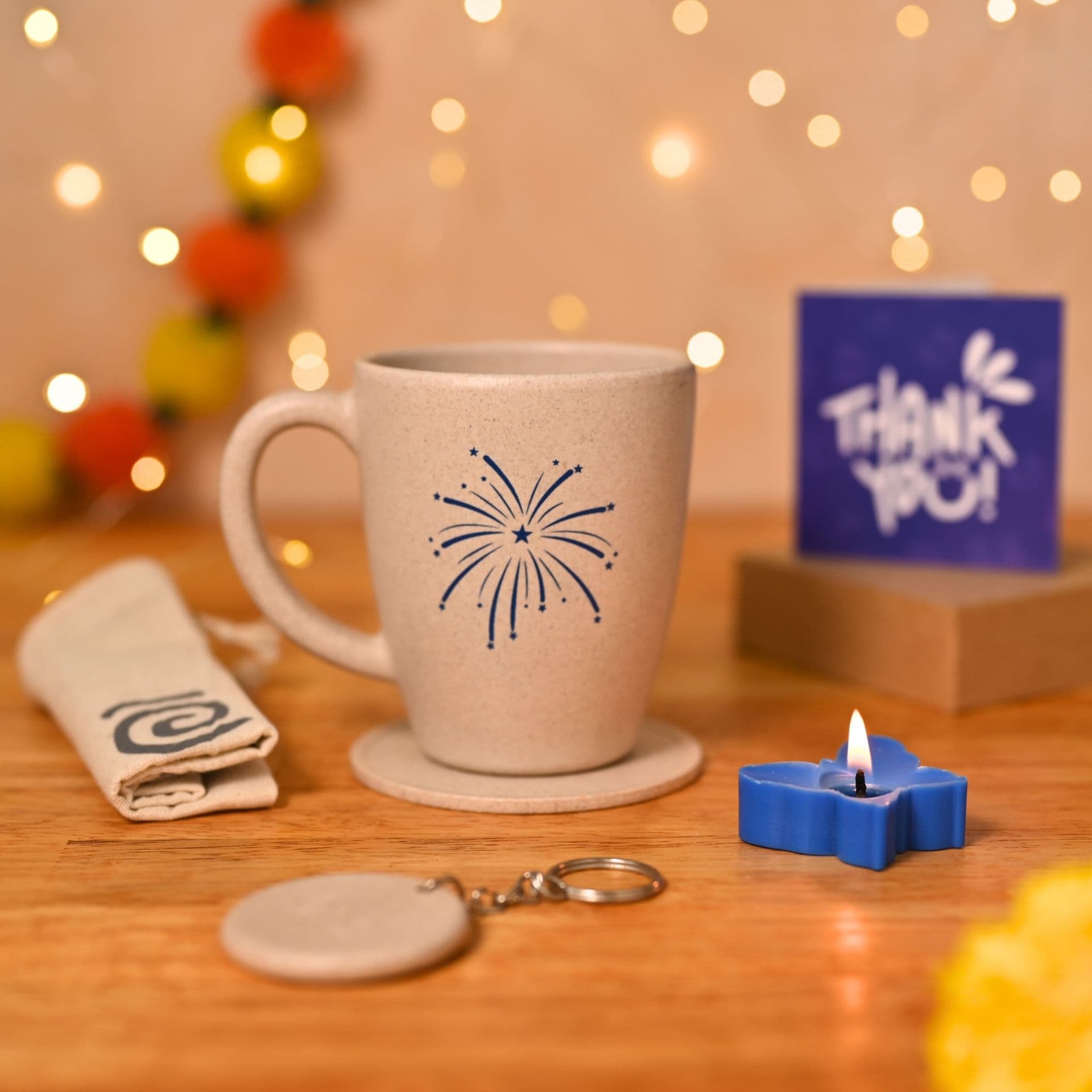 eha earth friendly diwali gift hampers cracker printed mug coaster key chain candle gift bag card made with rice husk gift for sister gifts for women mugs for gift 300 ml - View 1