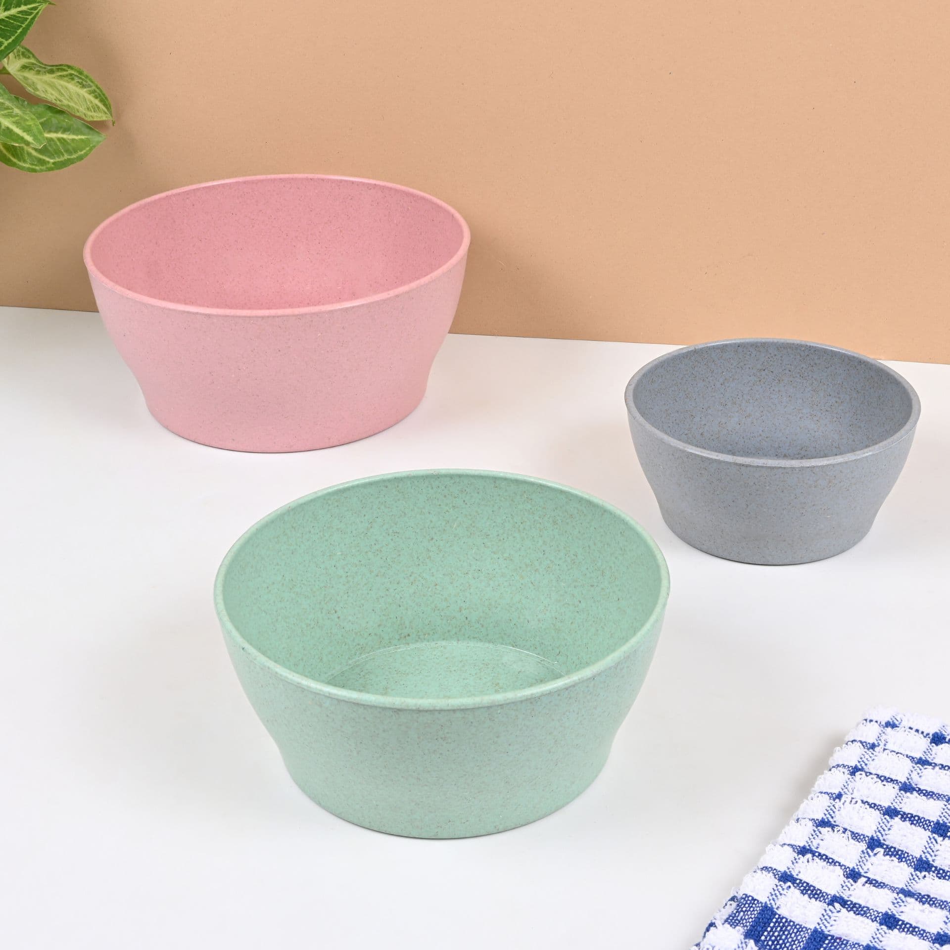 earth friendly elara serving bowls 1000 ml 600ml 300ml set of 3 microwave safe bowl set mixing bowl made with rice husk biocomposite for hot cold - View 1