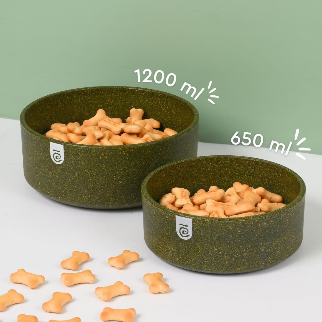 earth friendly greenpaws pet bowl set of 2 1200 ml 650 ml bowls made with bamboo fibers rice husk for hot cold servings - View 1