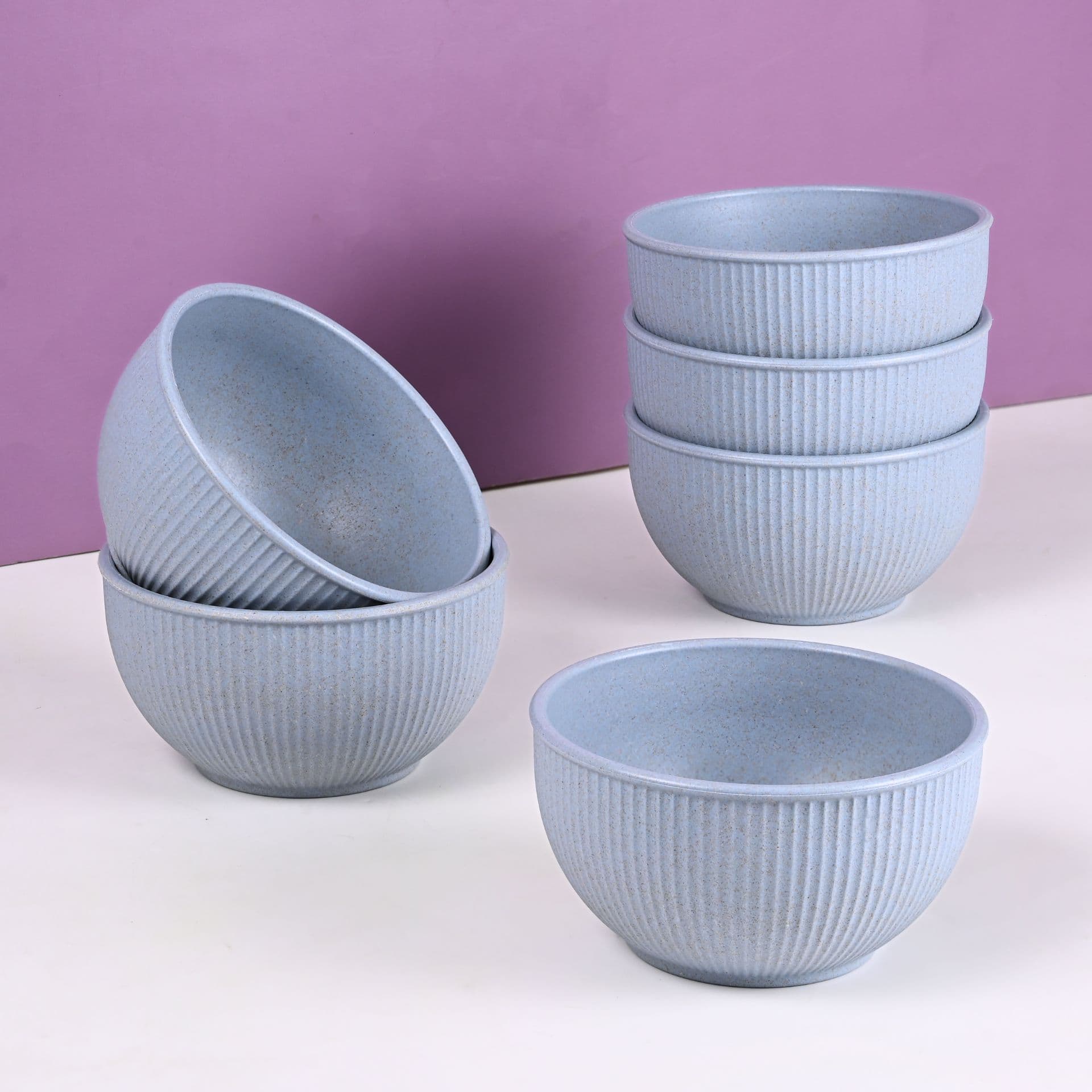 earth friendly statement bowls for food 550 ml set of 6 salad bowl made with rice husk biocomposite microwave safe bowl set for hot cold serving - View 1