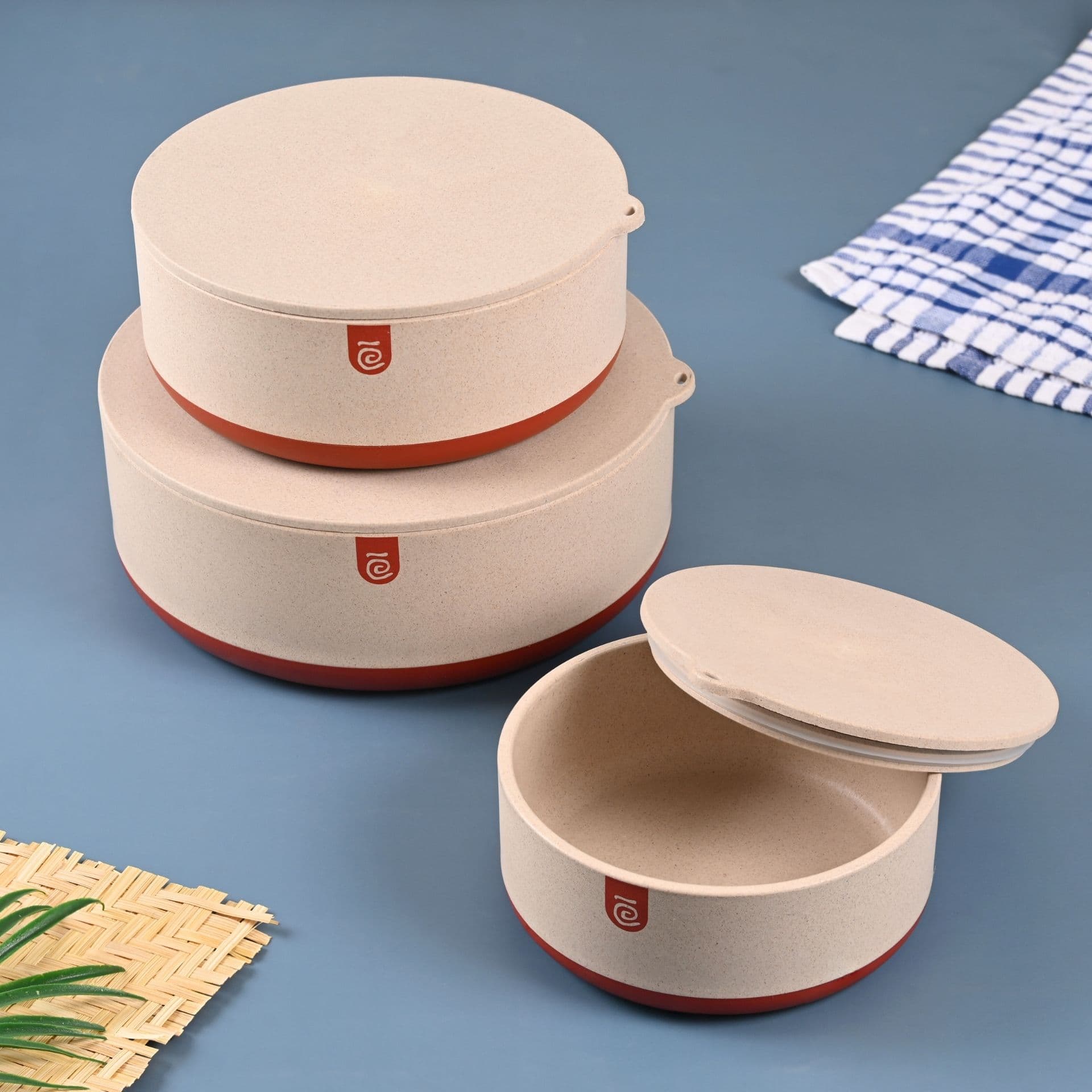 earth friendly terravo storage containers for kitchen 2200 ml 1200ml 600ml pack of 3 storage bowls made with rice husk biocomposite bowl with lid antiskid airtight containers - View 1