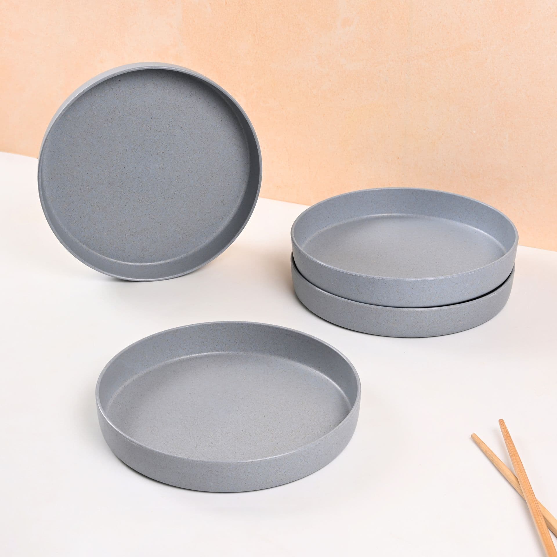 earth friendly verde round plates set of 4 8 inch made with rice husk biocomposite breakfast plates unbreakable dinner plates set microwave safe - View 1