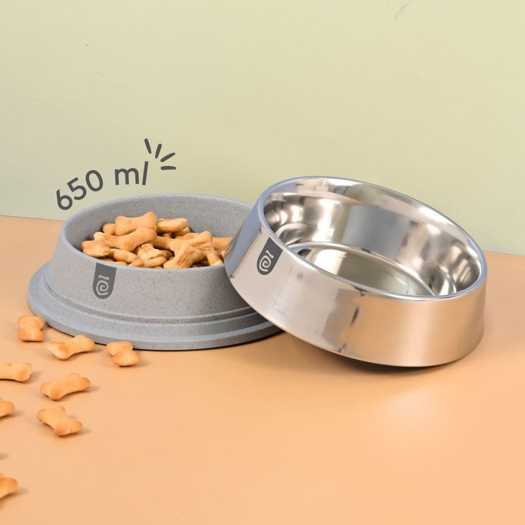 eha earth friendly multipurpose pet bowls for dogs 650 ml steel dog bowl pet bowl made with rice husk bamboo fibers dog food bowl - View 1
