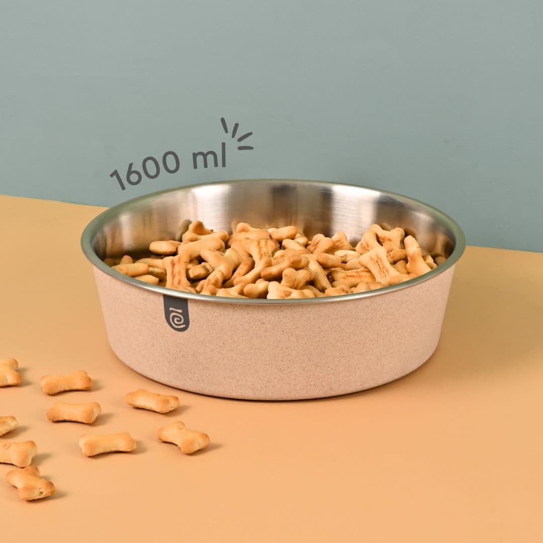 eha earth friendly pet bowls for dogs 1600 ml steel bowl for dog pet bowl made with rice husk dog bowl large size - View 1