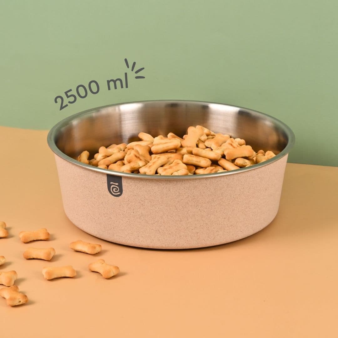 eha earth friendly pet bowls for dogs 2500 ml steel bowl for dog pet bowl made with rice husk dog bowl large size - View 1