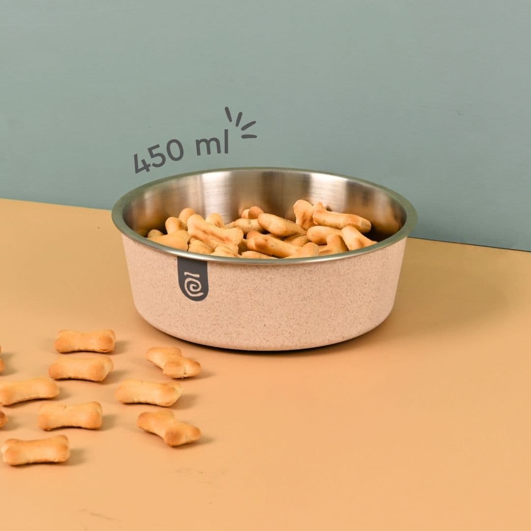 eha earth friendly pet bowls for dogs 450 ml steel bowl for dog pet bowl made with rice husk dog food bowl - View 1