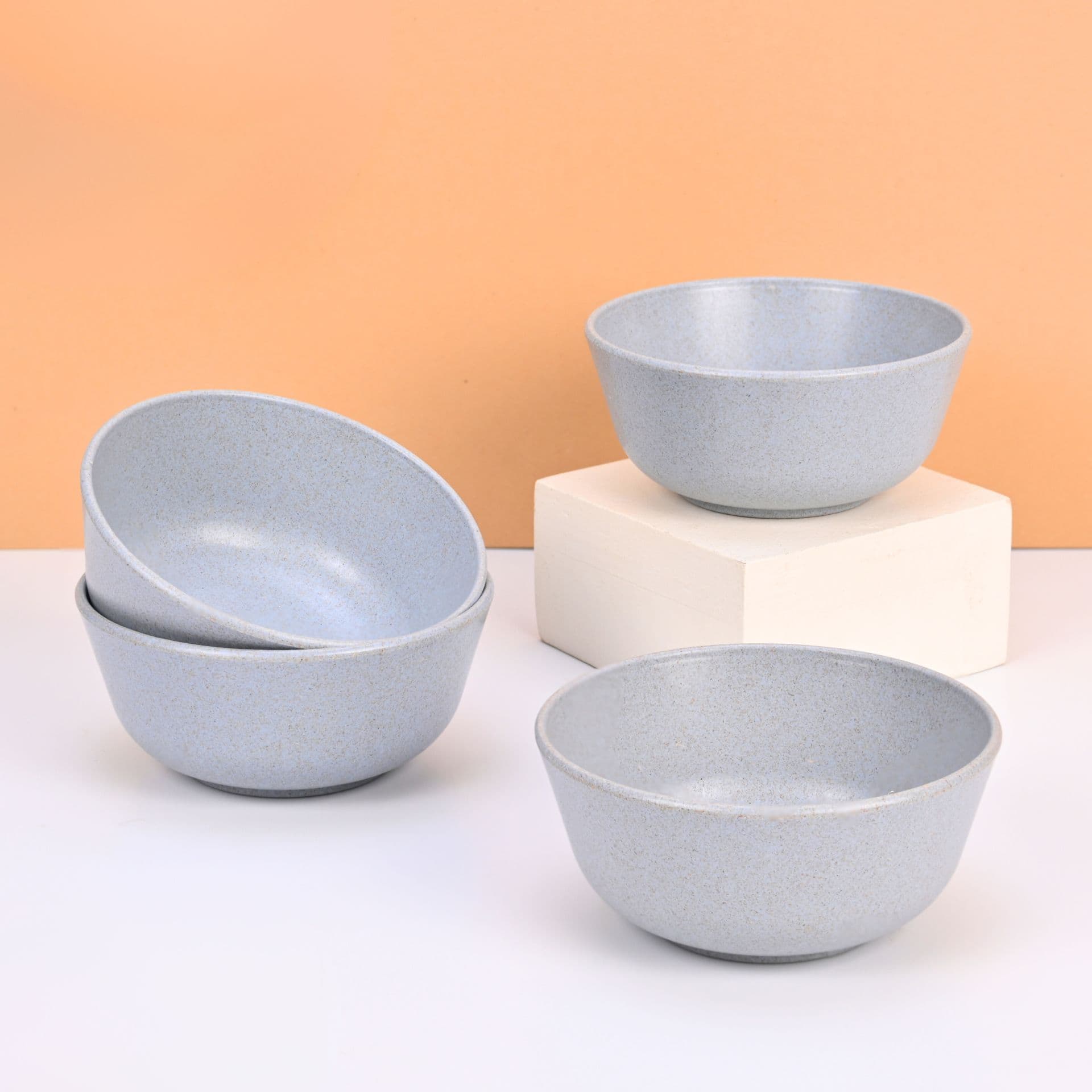 eha earth friendly set of 4 small curry bowls for kitchen 300 ml made with bamboo fibers rice husk microwave safe bowl set for hot cold serving bowls - View 1