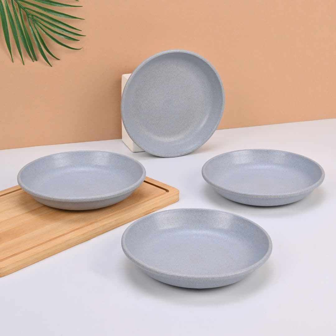 eha earth friendly small plates set for snacks 6 inch set of 4 snacks plates made with rice husk microwave safe plates snack plate set for kitchen - View 1