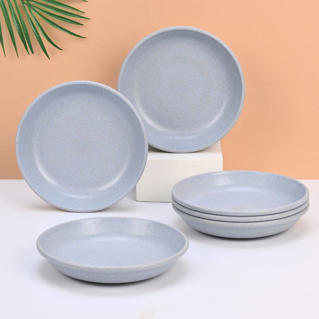 eha earth friendly small plates set for snacks 6 inch set of 6 snacks plates made with rice husk microwave safe plates snack plate set for kitchen - View 1