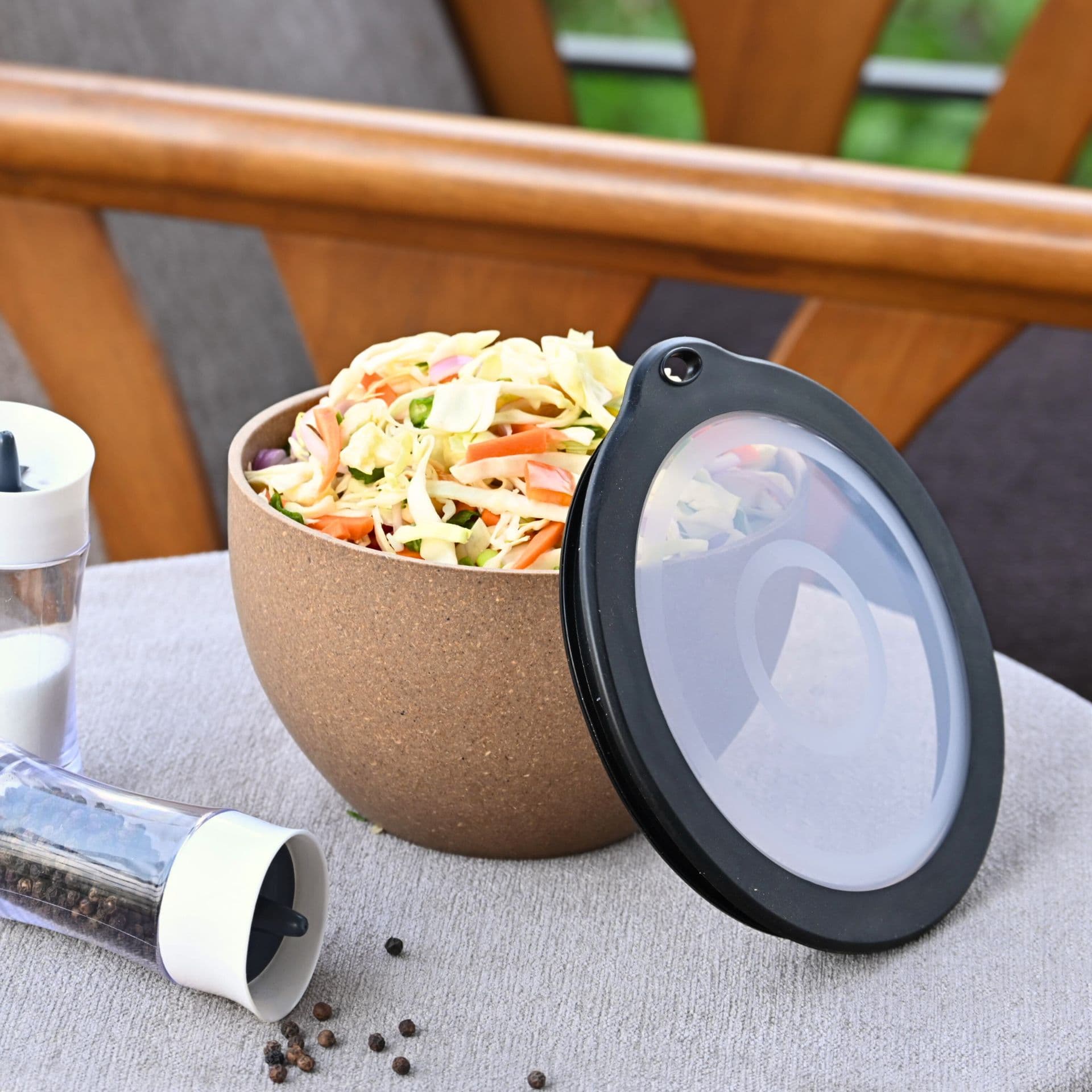 storage bowl with lids 1600 ml set of 1 earth friendly unbreakable bowls made with bamboo fibers rice husk fiber serving storage mixing bowl for kitchen - View 1