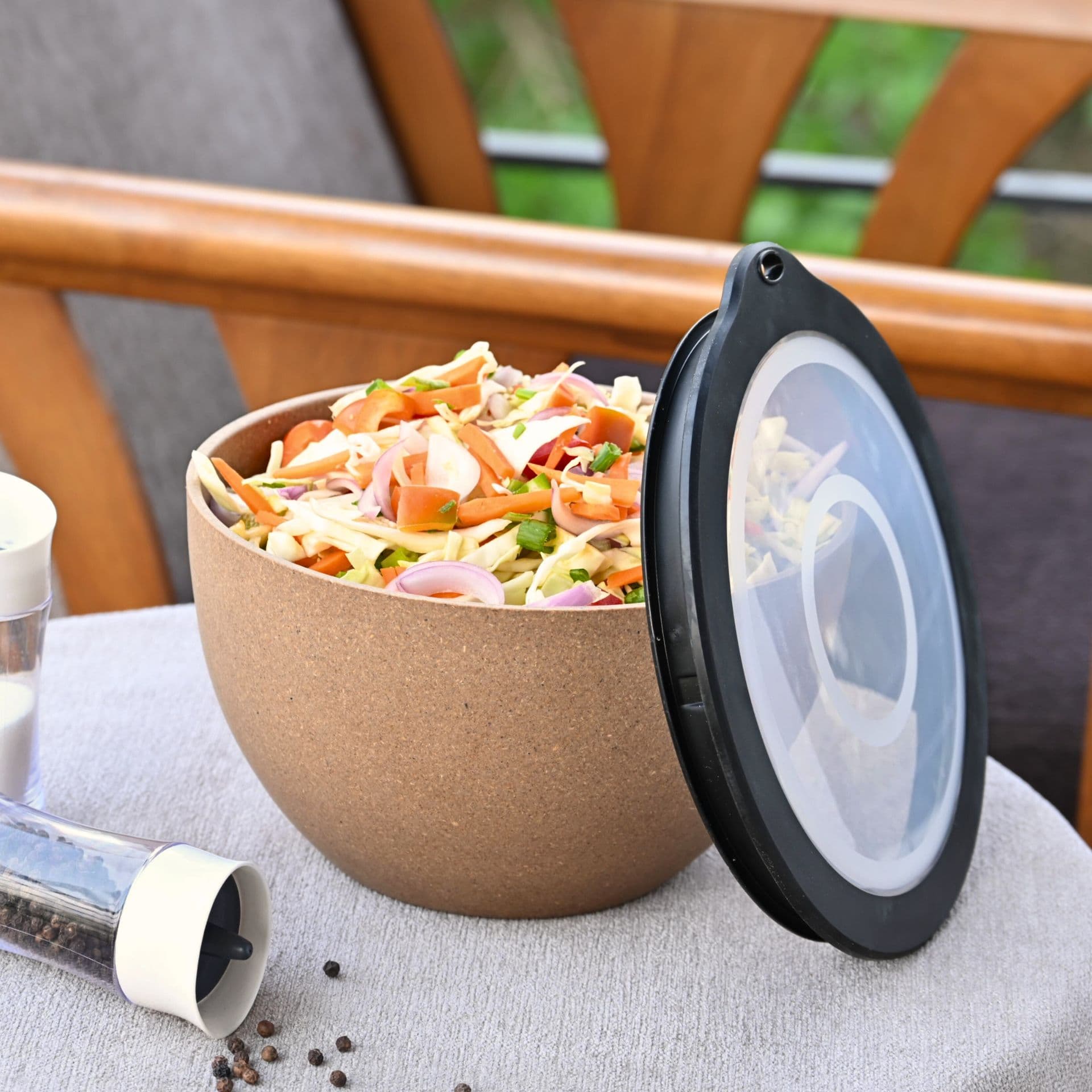 storage bowl with lids 2900 ml set of 1 earth friendly unbreakable bowls made with bamboo fibers rice husk fiber microwave safe bowl serving storage mixing bowl for kitchen - View 1