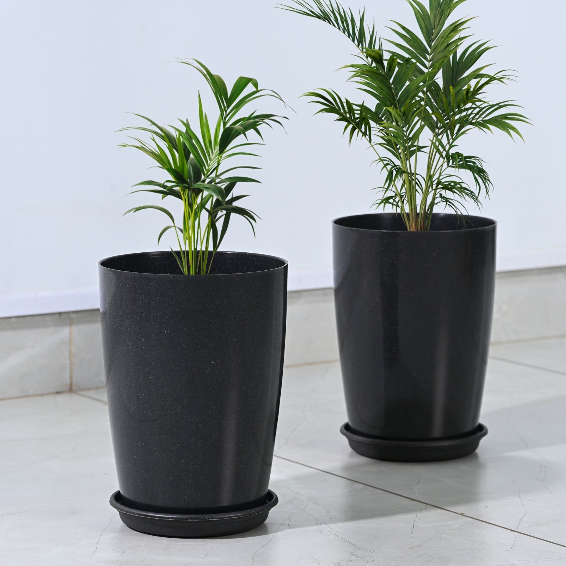 earth friendly cypress 10 set of 2 tower pots and planters bamboo based flower pots with plates uv protected light weight for indoor home decor outdoor balcony garden - View 1