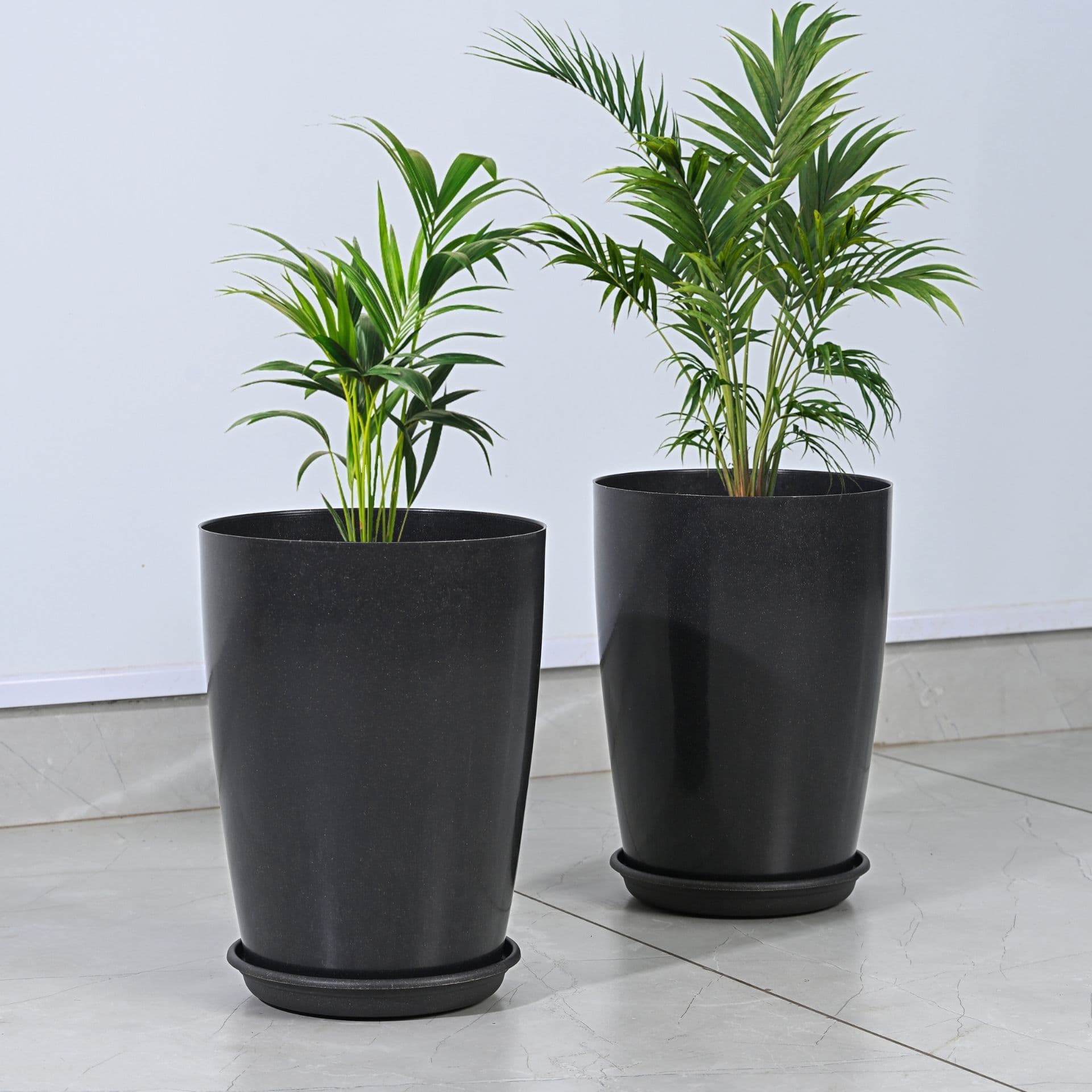 earth friendly cypress 13 set of 2 tower pots and planters bamboo based flower pots with plates uv protected light weight for indoor home decor outdoor balcony garden copy - View 1