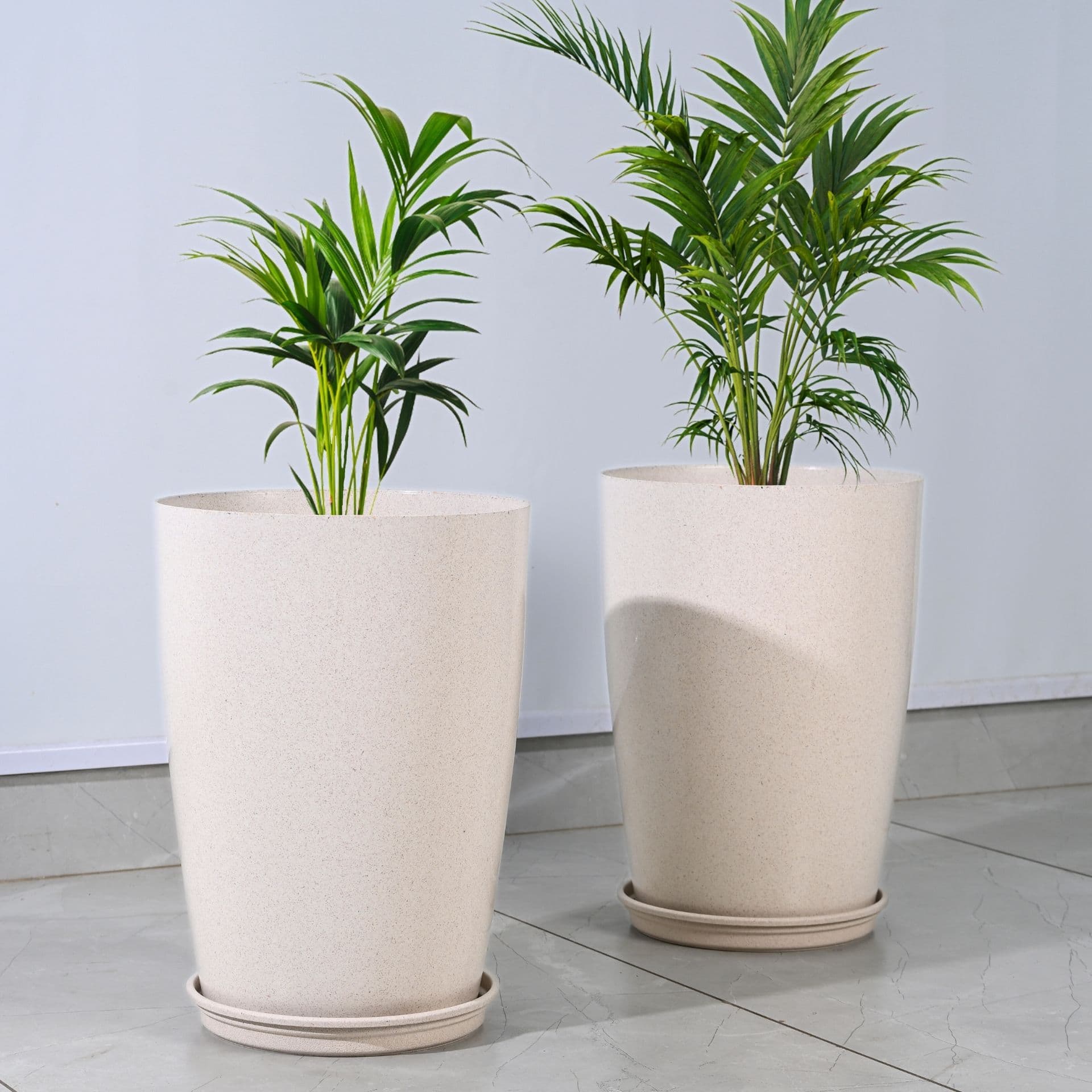 earth friendly cypress 16 set of 2 tower pots and planters bamboo based flower pots with plates uv protected light weight for indoor home decor outdoor balcony garden - View 1