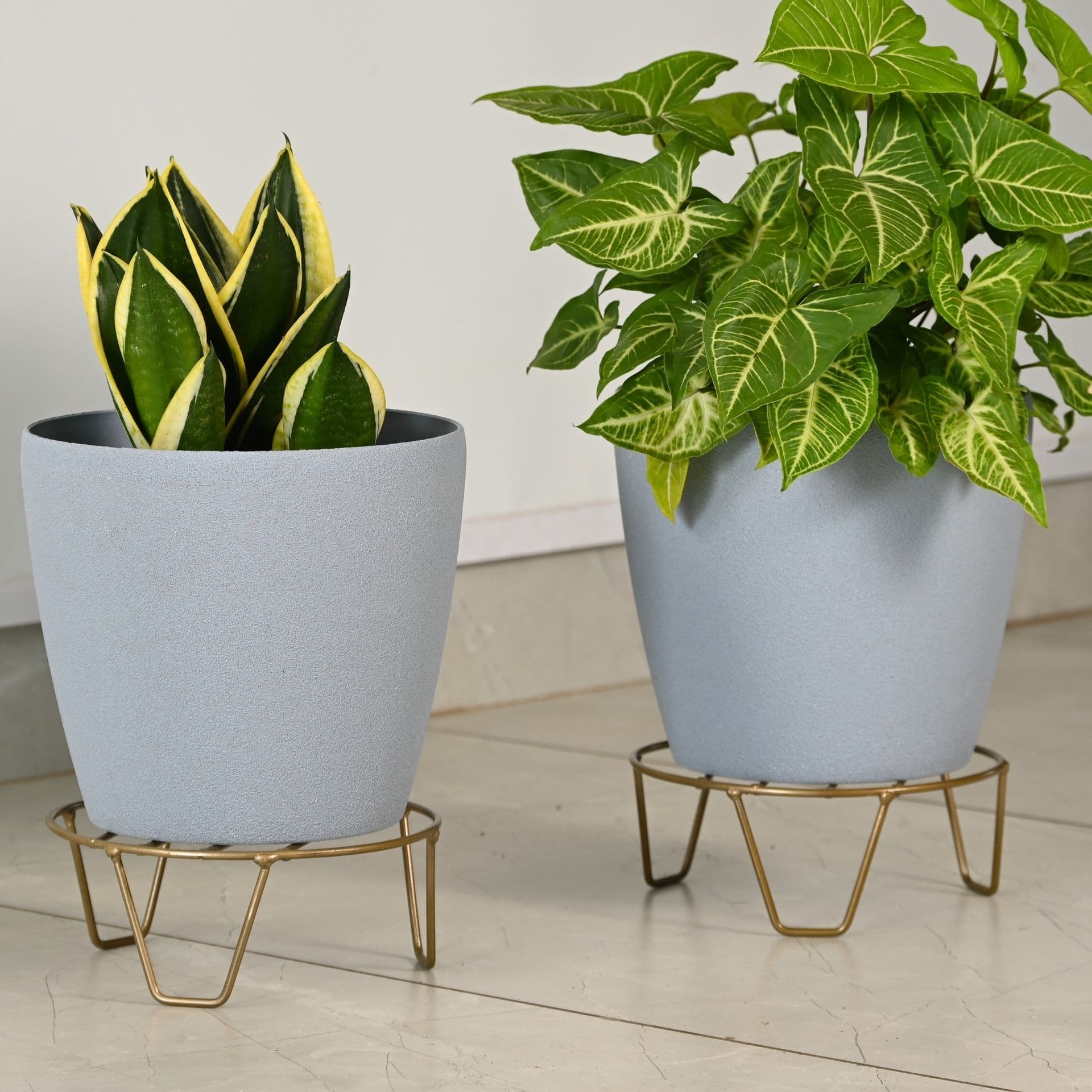 earth friendly deco 9 set of 2 self watering pots and planters with stand bamboo based uv protected for indoor home decor outdoor balcony garden - View 1