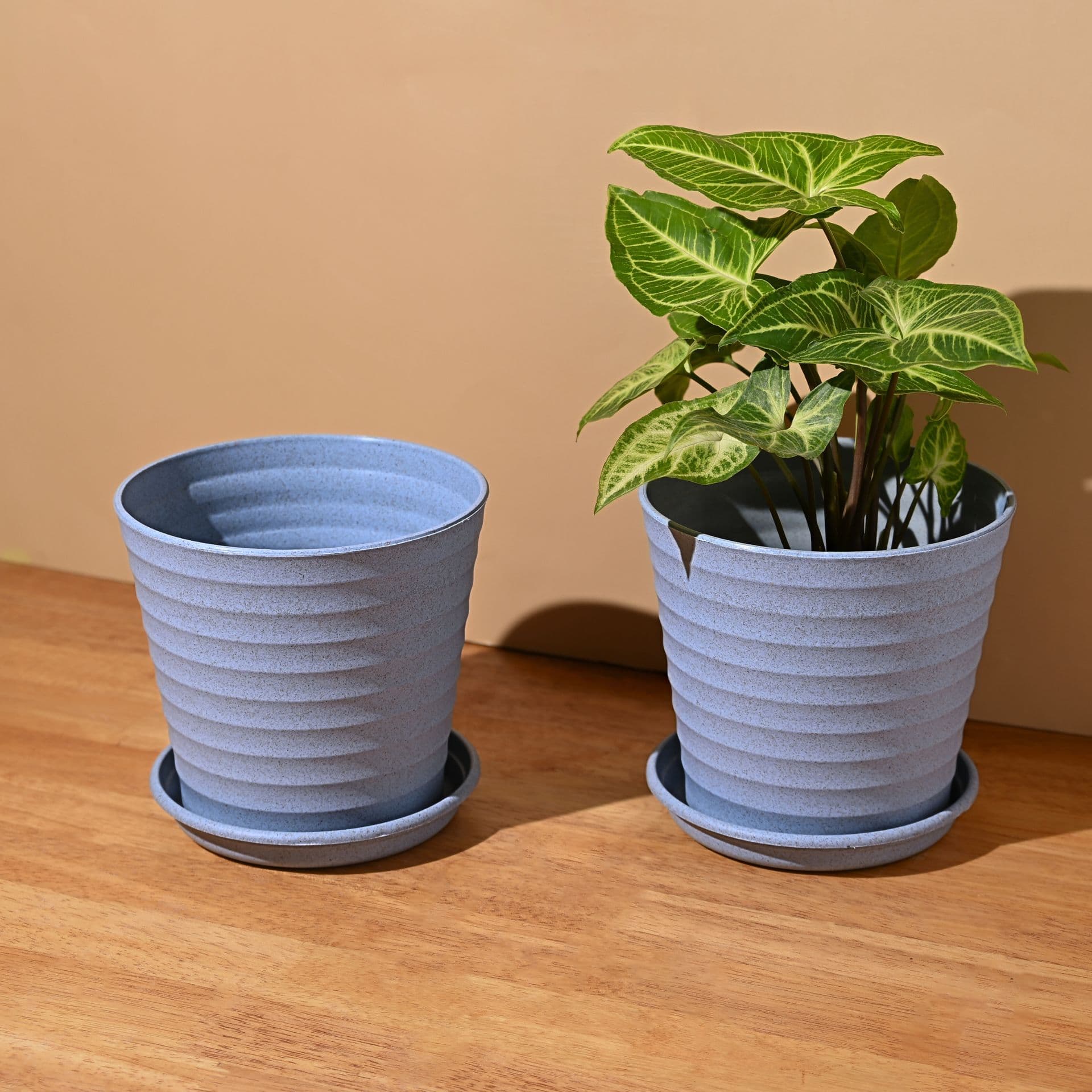 earth friendly linea 5 5 set of 2 pots for plants bamboo based plant pots uv protected flower pot for indoor home decor outdoor balcony garden - View 1