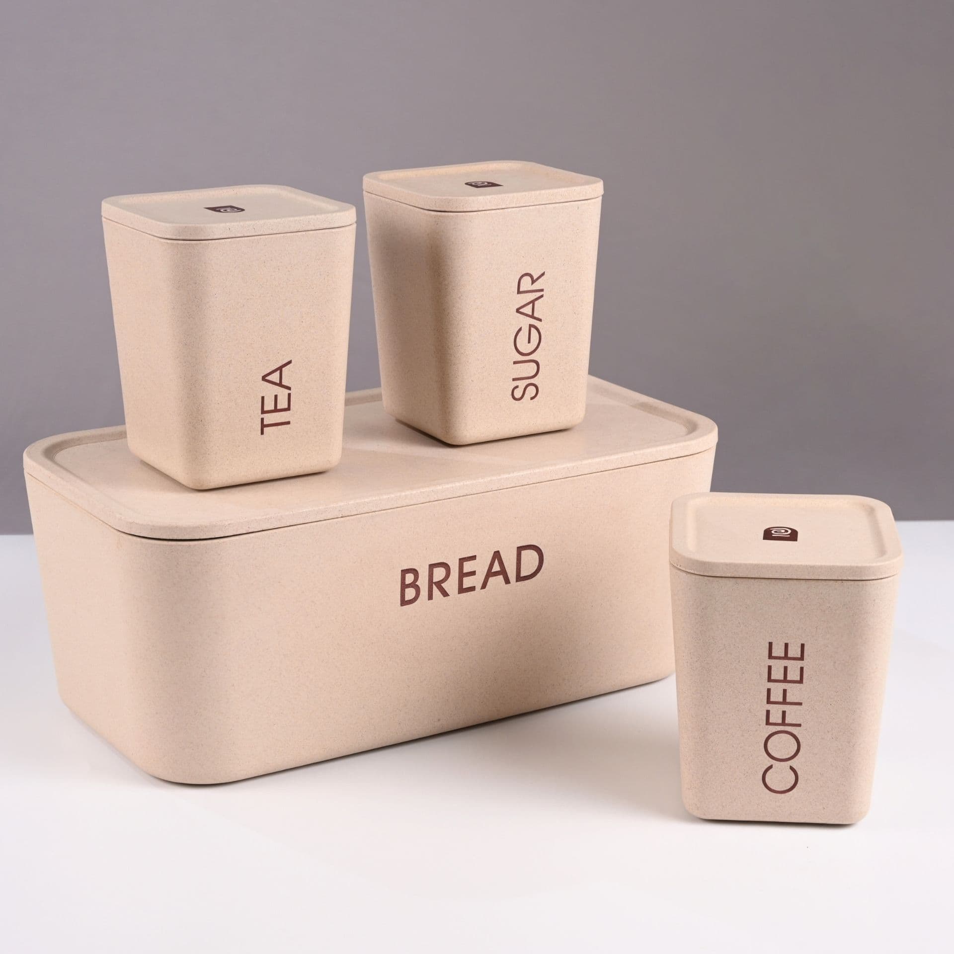 earth friendly kitchen storage jars containers and bread box set of 4 6000 ml 800ml x 3 multipurpose kitchen container boxes for storage made with rice husk airtight - View 1